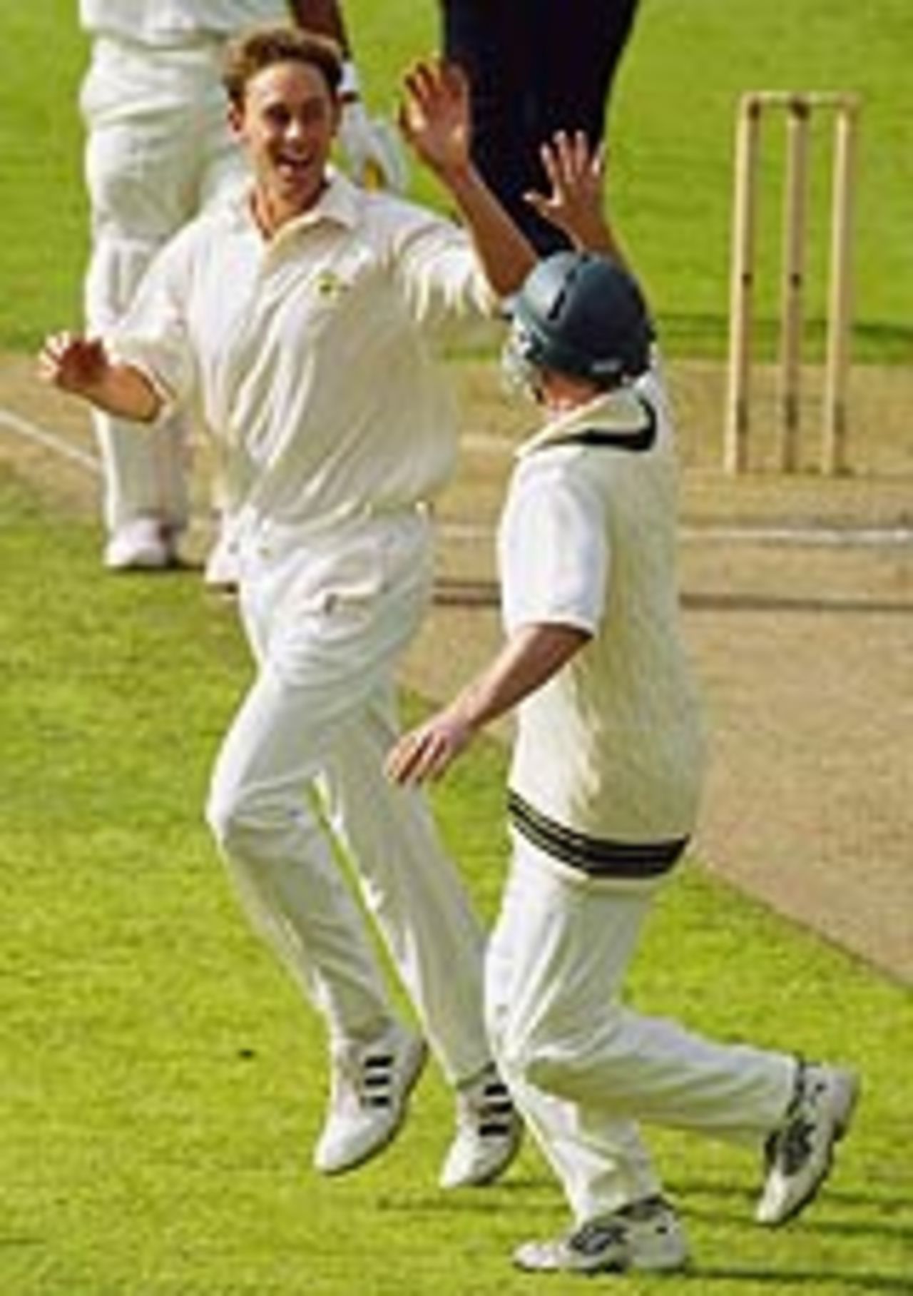 I love this step, Matthew Nicholson dances with joy after dismissing Sadagoppan Ramesh, Australia A v Indians, tour game, Hobart, 1st day, December 19, 2003