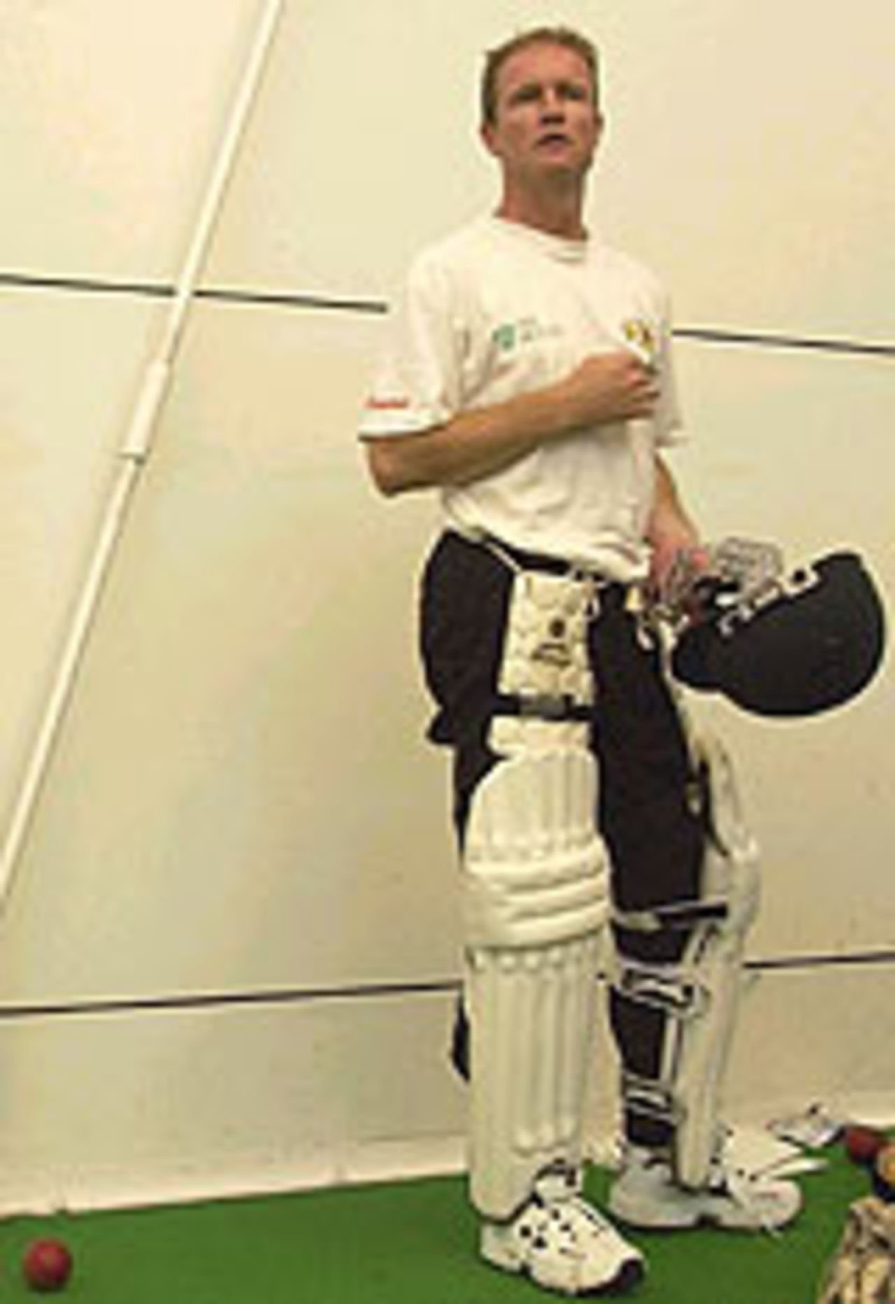 Grant Flower ponders the future, in the nets, London, May 20, 2003