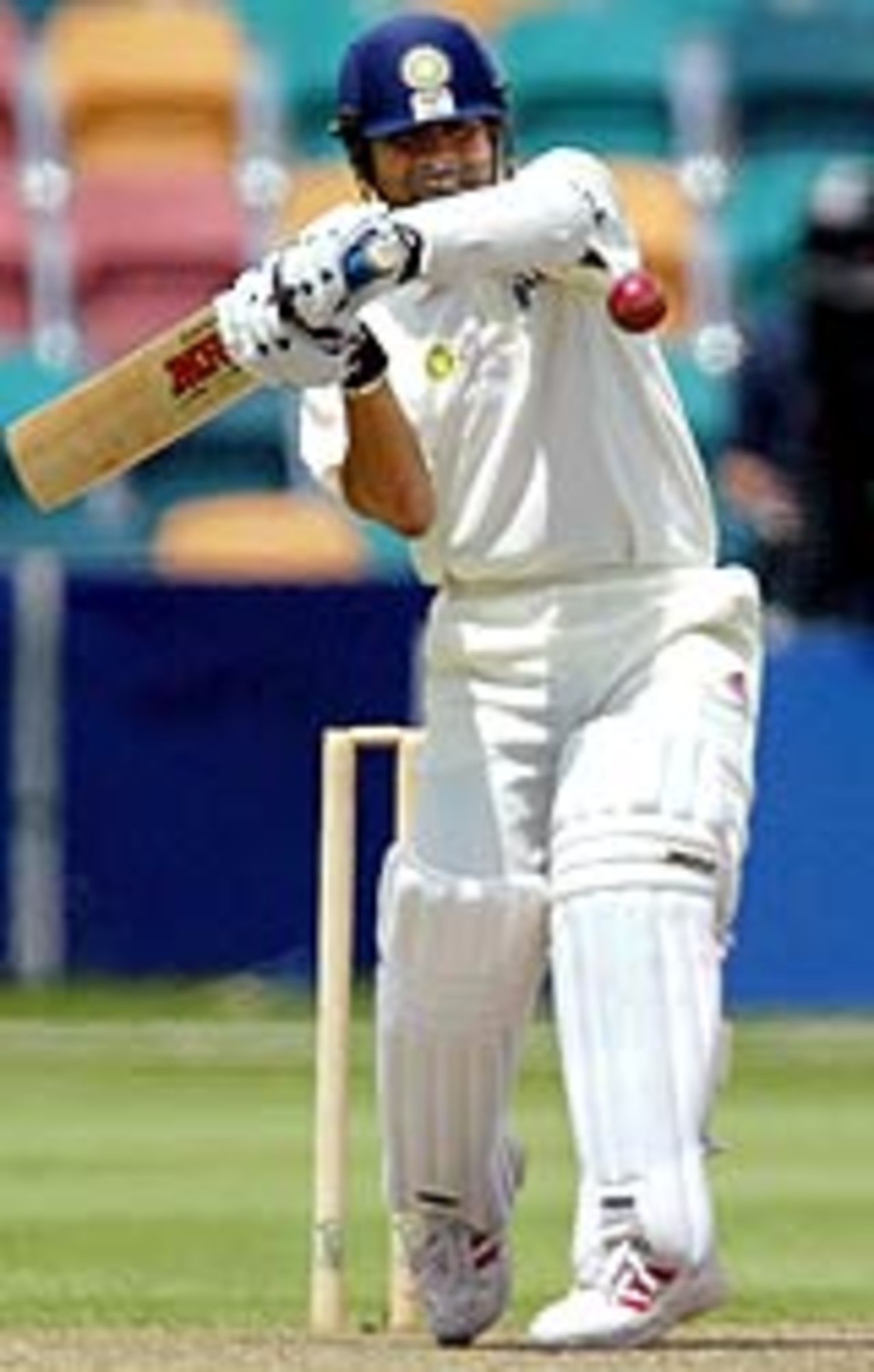 Sachin Tendulkar gets into position to play a short ball, Australia A v Indians, tour game, Hobart, 2nd day, December 20, 2003