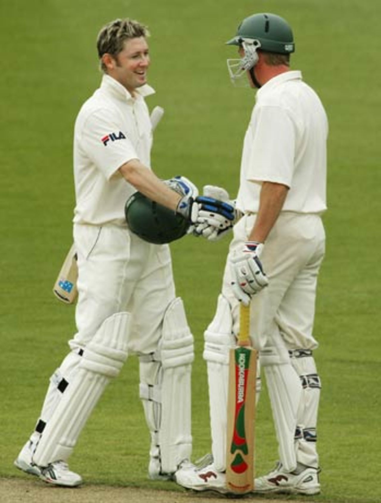 And celebrated with his mate, Australia A v Indians, tour game, Hobart, 3rd day, December 21, 2003