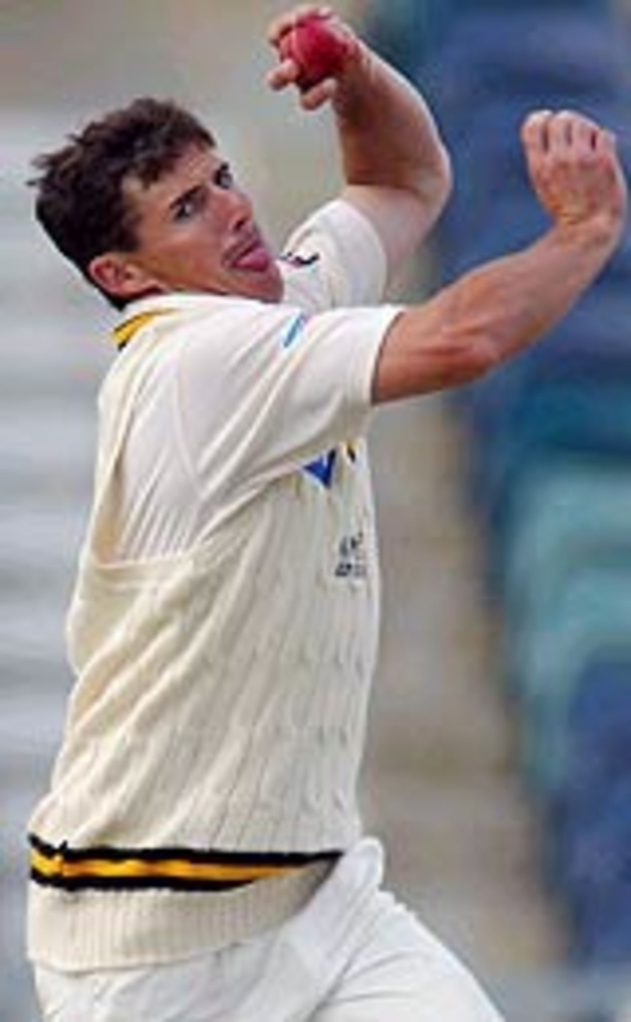 Brad Hogg in action, Western Australia v Tasmania, December 8, 2003
