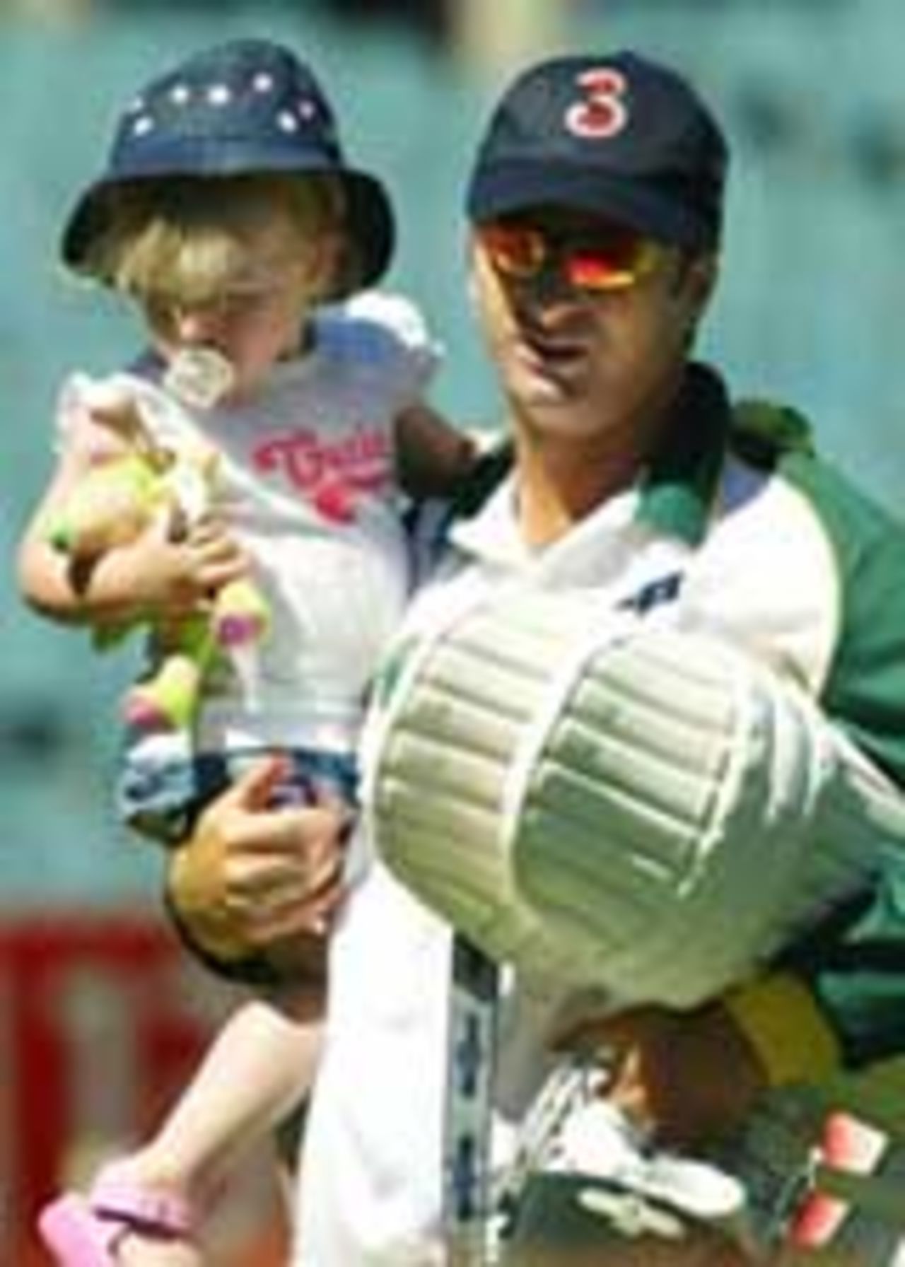 Steve Waugh with Lily Waugh, Melbourne, December 25, 2003
