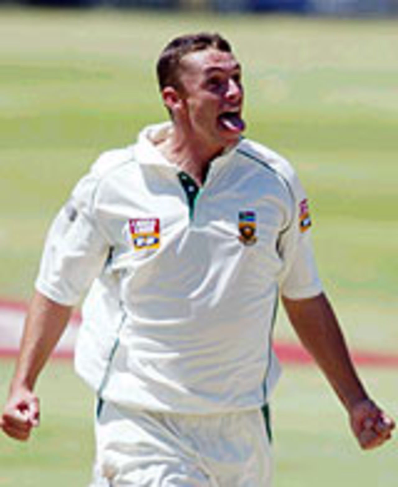 Andre Nel sticks his tongue out, South Africa v West Indies, 1st Test, Johannesburg, December 16, 2003
