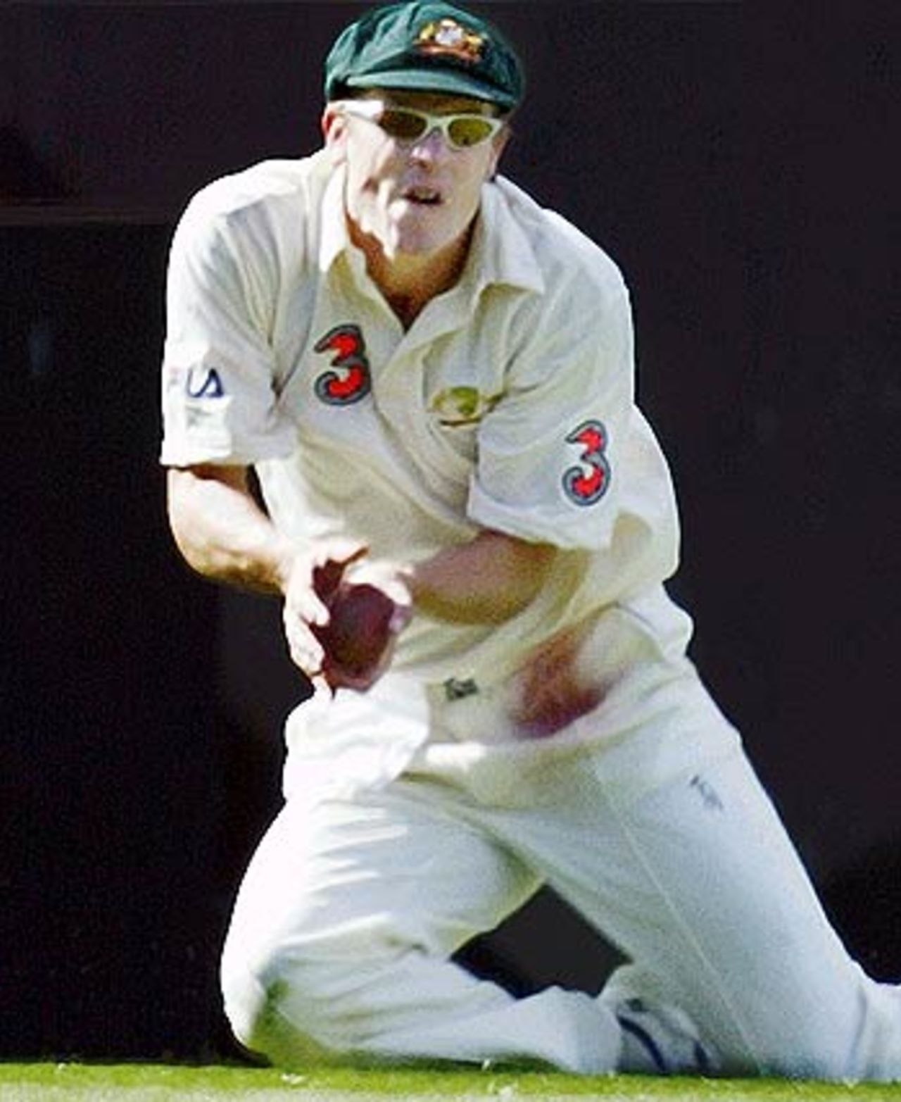 Finally, it's over. Nathan Bracken catches Virender Sehwag in the deep, Australia v India, 3rd Test, Melbourne, 1st day, December 26, 2003