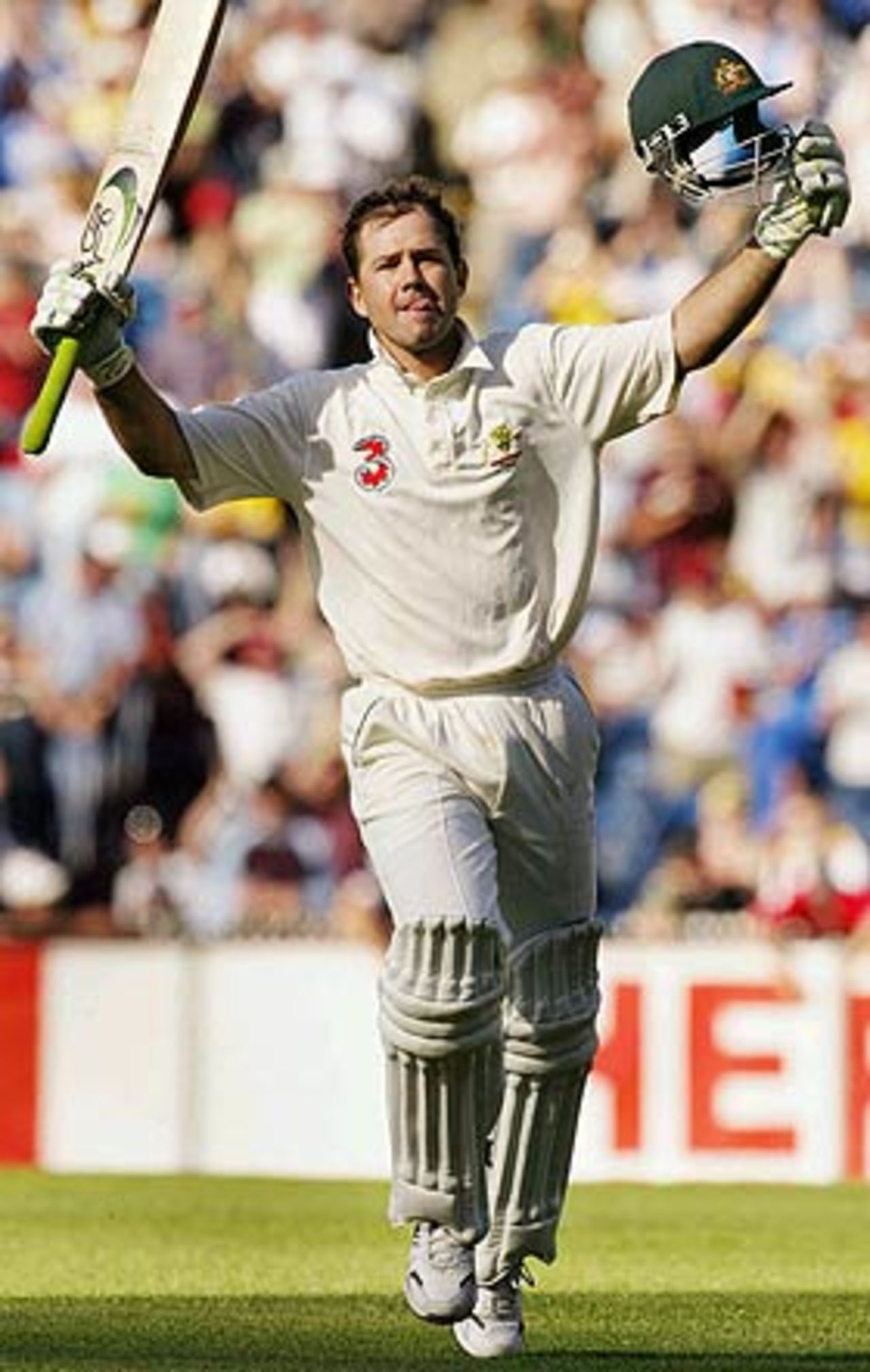 Ricky Ponting licks his chops, as he reaches his hundred, 3rd Test, Melbourne, 2nd day, December 27, 2003