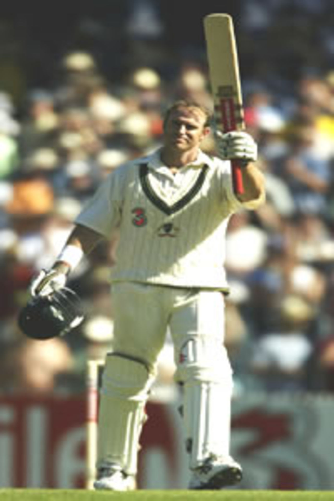 Matthew Hayden of Australia celebrates his century during day two of the Boxing Day 3rd Test between Australia and India at the MCG on December 27, 2003 in Melbourne, Australia.