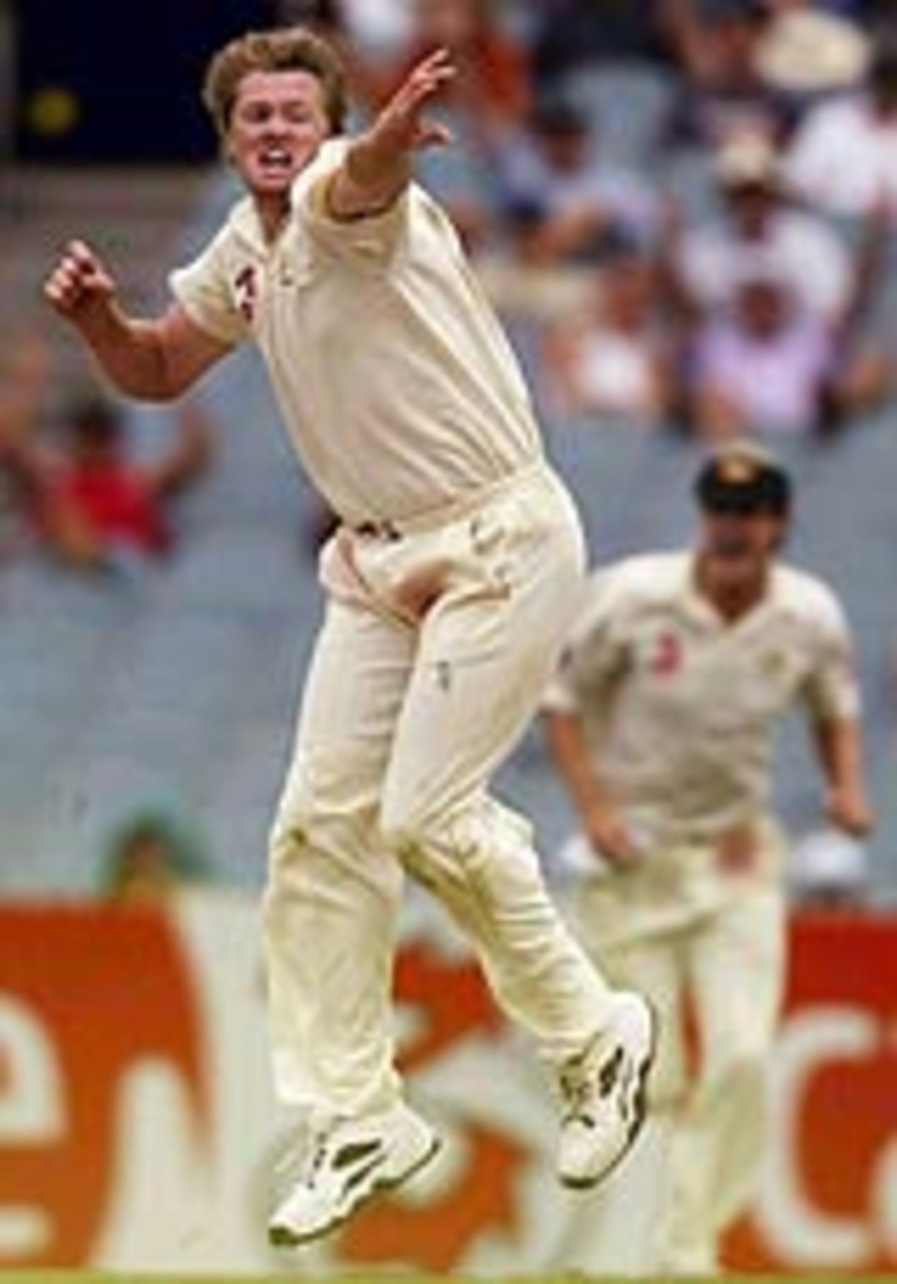 Brad Williams rejoices after getting rid of Sachin Tendulkar, Australia v India, 3rd Test, Melbourne, 4th day, December 29, 2003