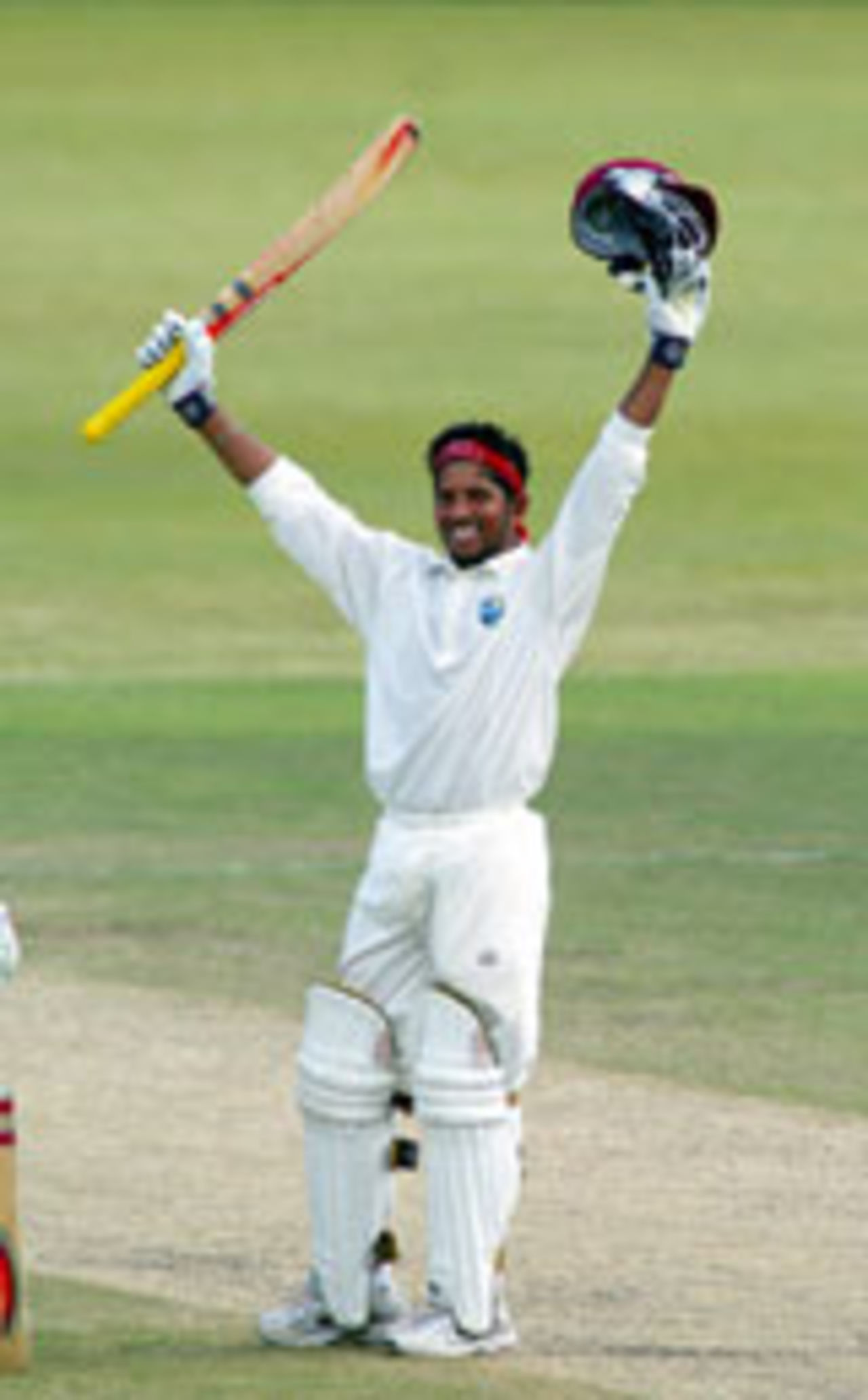 Ramnaresh Sarwan celebrates hundred, South Africa v West Indies, 2nd Test, Durban, December 29, 2003
