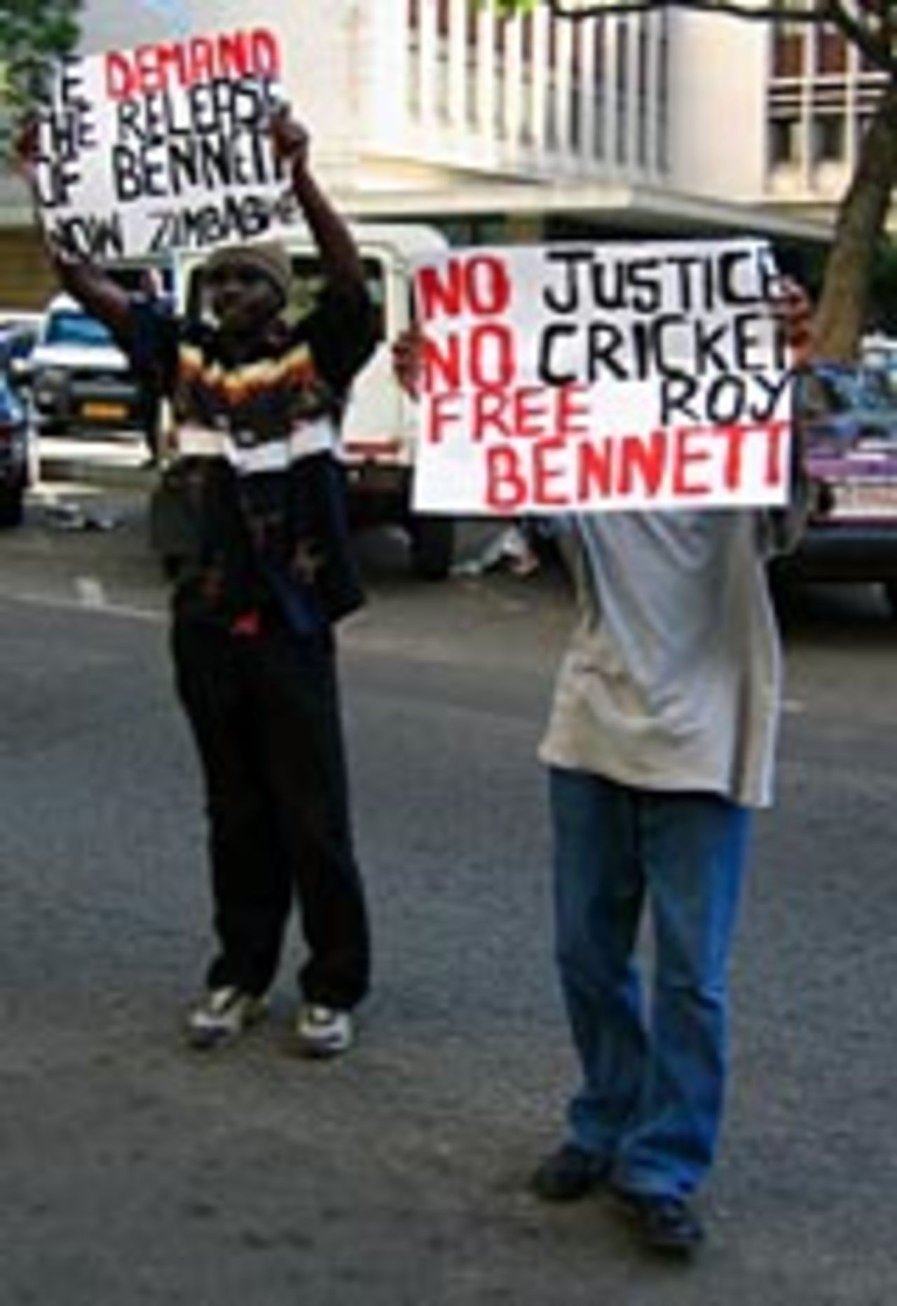 Protests outside the Harare Sports Club, Harare, December 1, 2004