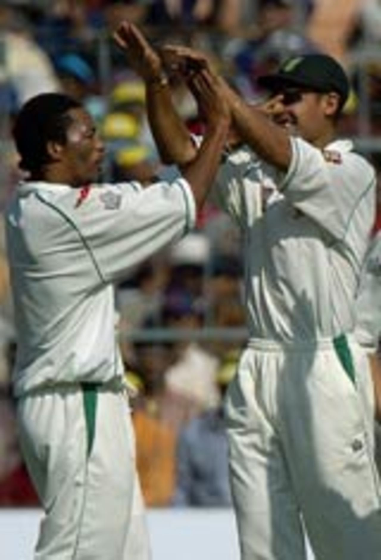 Makhaya Ntini celebrates a wicket, India v South Africa, 2nd Test, Eden Gardens, December 1, 2004