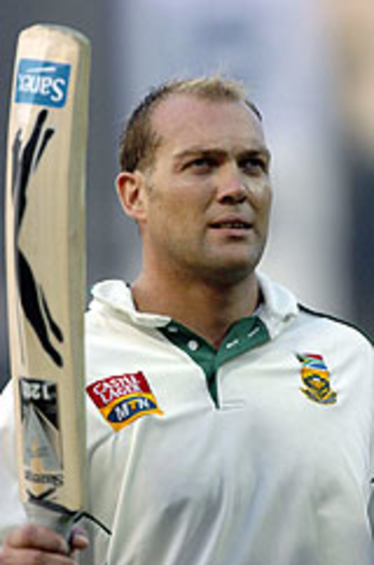 Jacques Kallis raises his bat after reaching his fifty, India v South Africa, 2nd Test, Eden Gardens, December 1, 2004