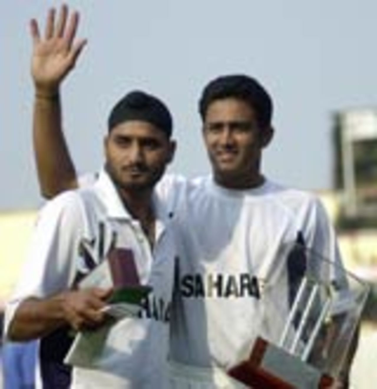 Harbhajan Singh and Anil Kumble, the spin twins, share the spoils, India v South Africa, fifth day, second Test, Kolkata, December 2 2004