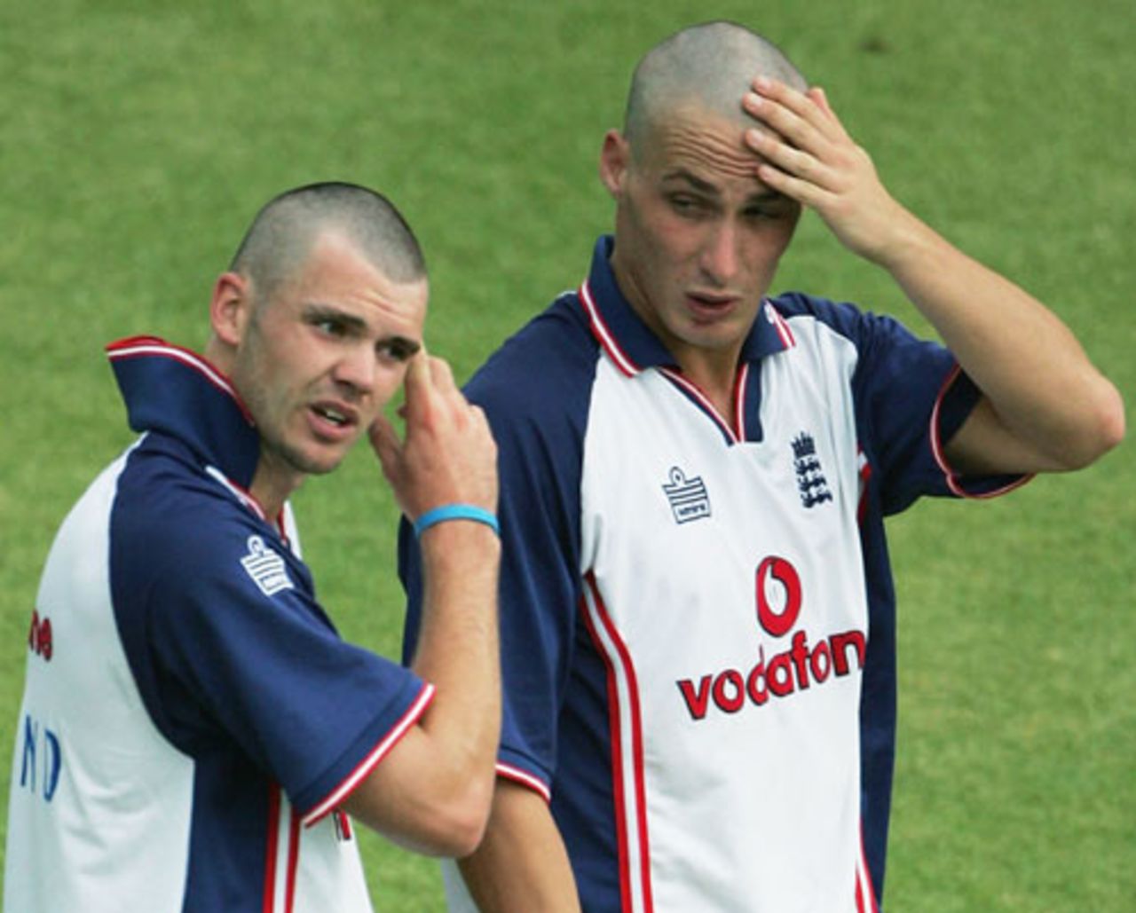 Hair today ... James Anderson and Simon Jones with their new looks, Bulawayo, December 3, 2004