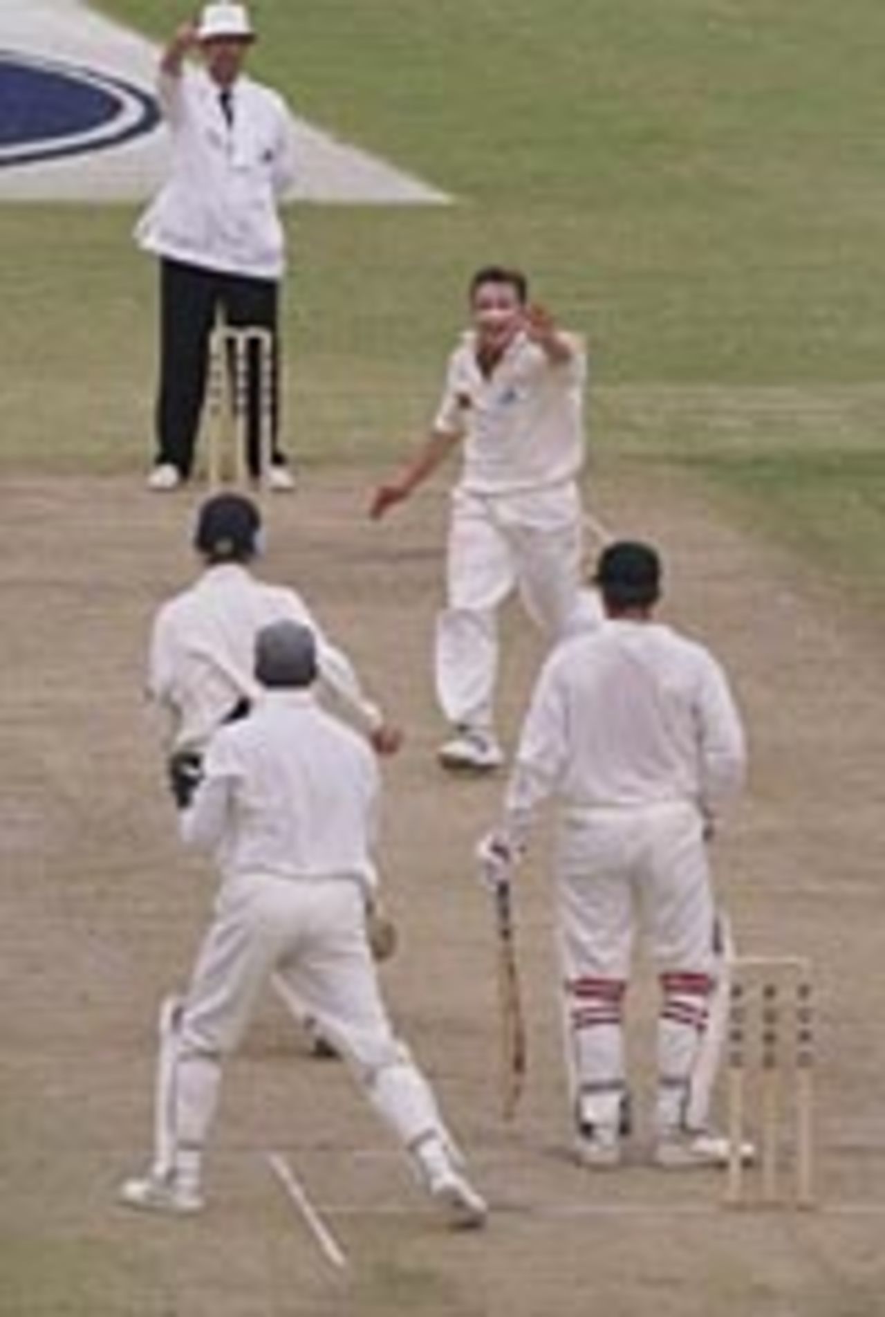 Robert Croft dismisses Andy Waller, Zimbabwe v England, 1st Test, Bulawayo, December 22, 1996