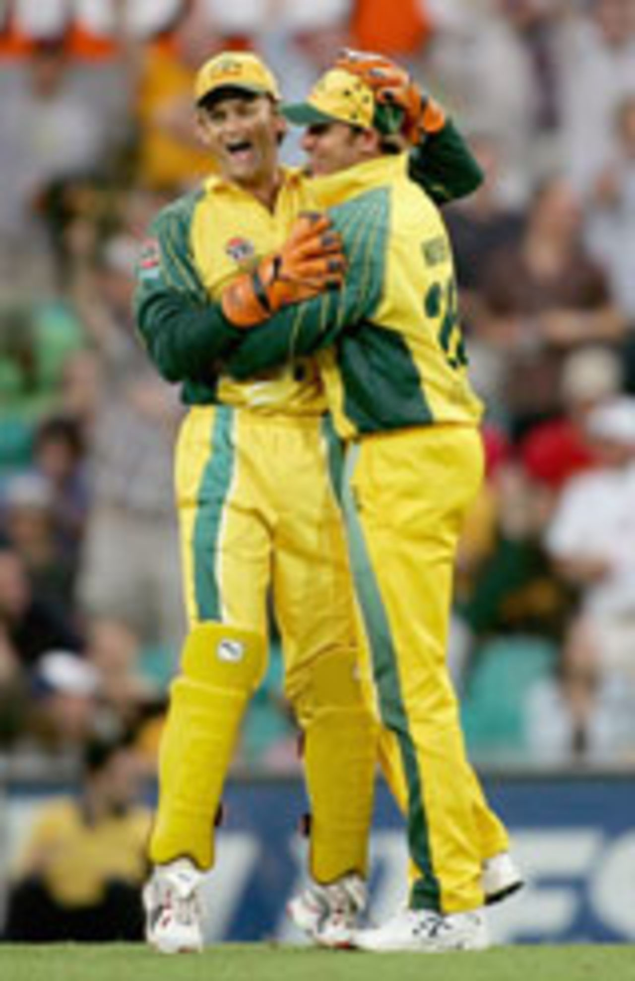Adam Gilchrist and Matthew Hayden together, 2nd ODI, Australia v New Zealand, December 8 2004