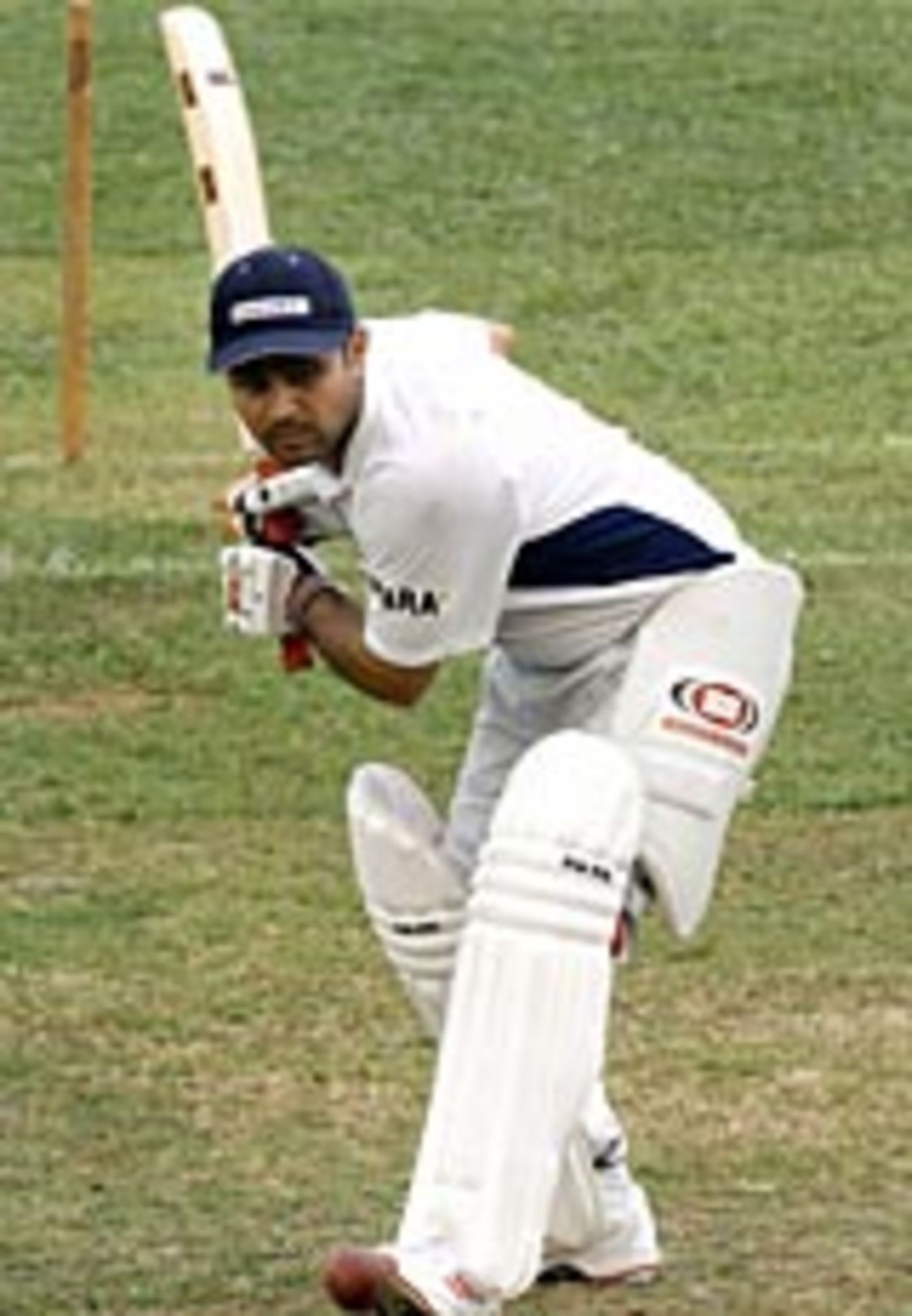 Virender Sehwag unwinds in the first practice session, Dhaka, December 9, 2004