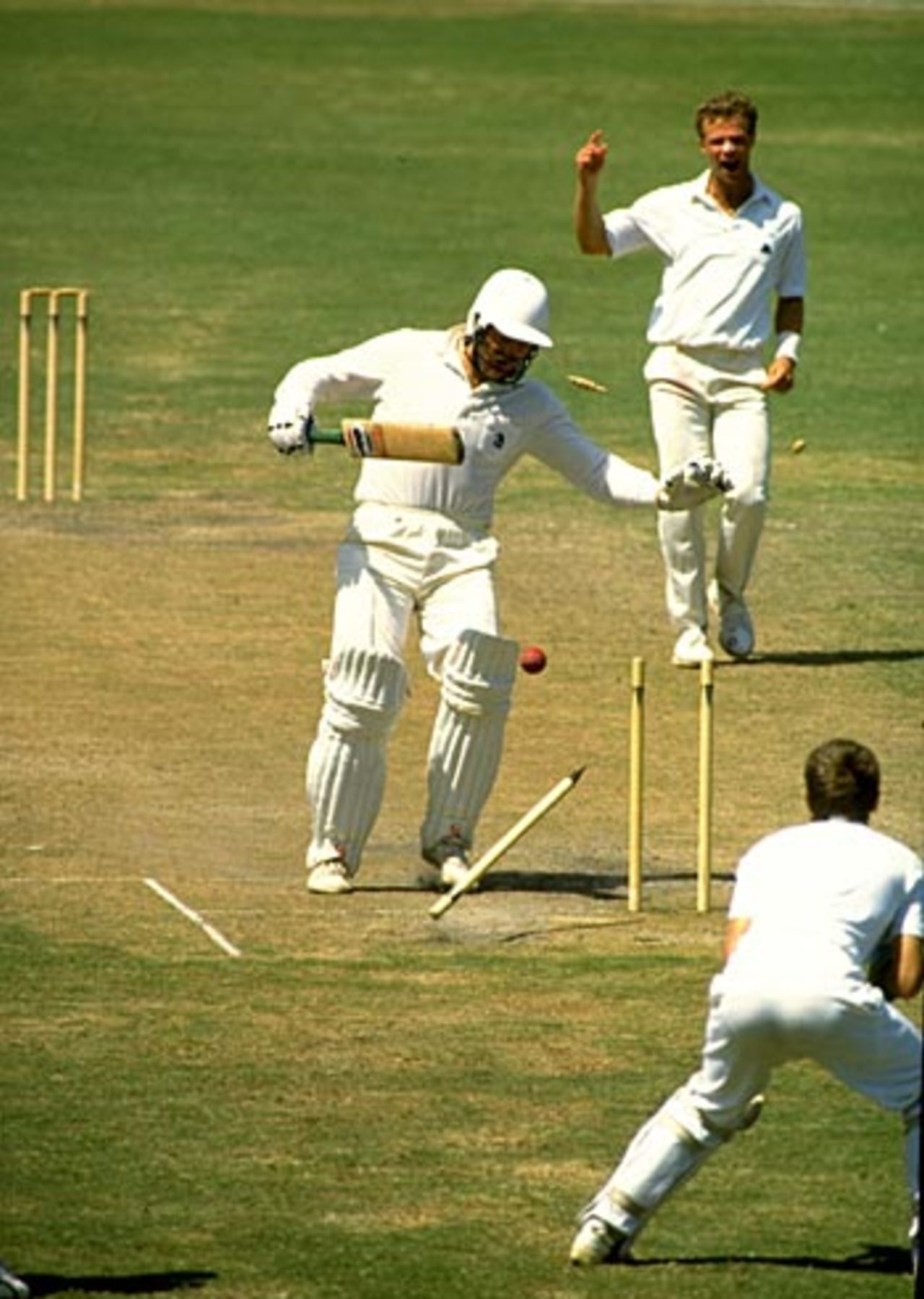 Mark Greatbatch survives a run-out attempt on his way to a hundred on debut, New Zealand v England, Auckland, 1987-88
