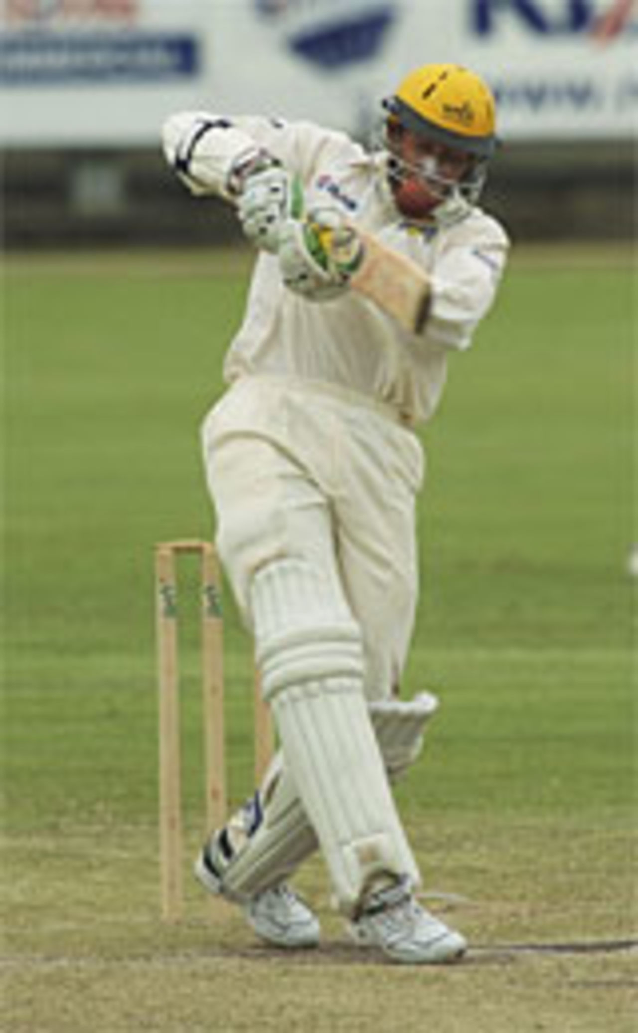 Western Australia's Mike Hussey hits out on his way to a century against Pakistanis, December 10, 2004