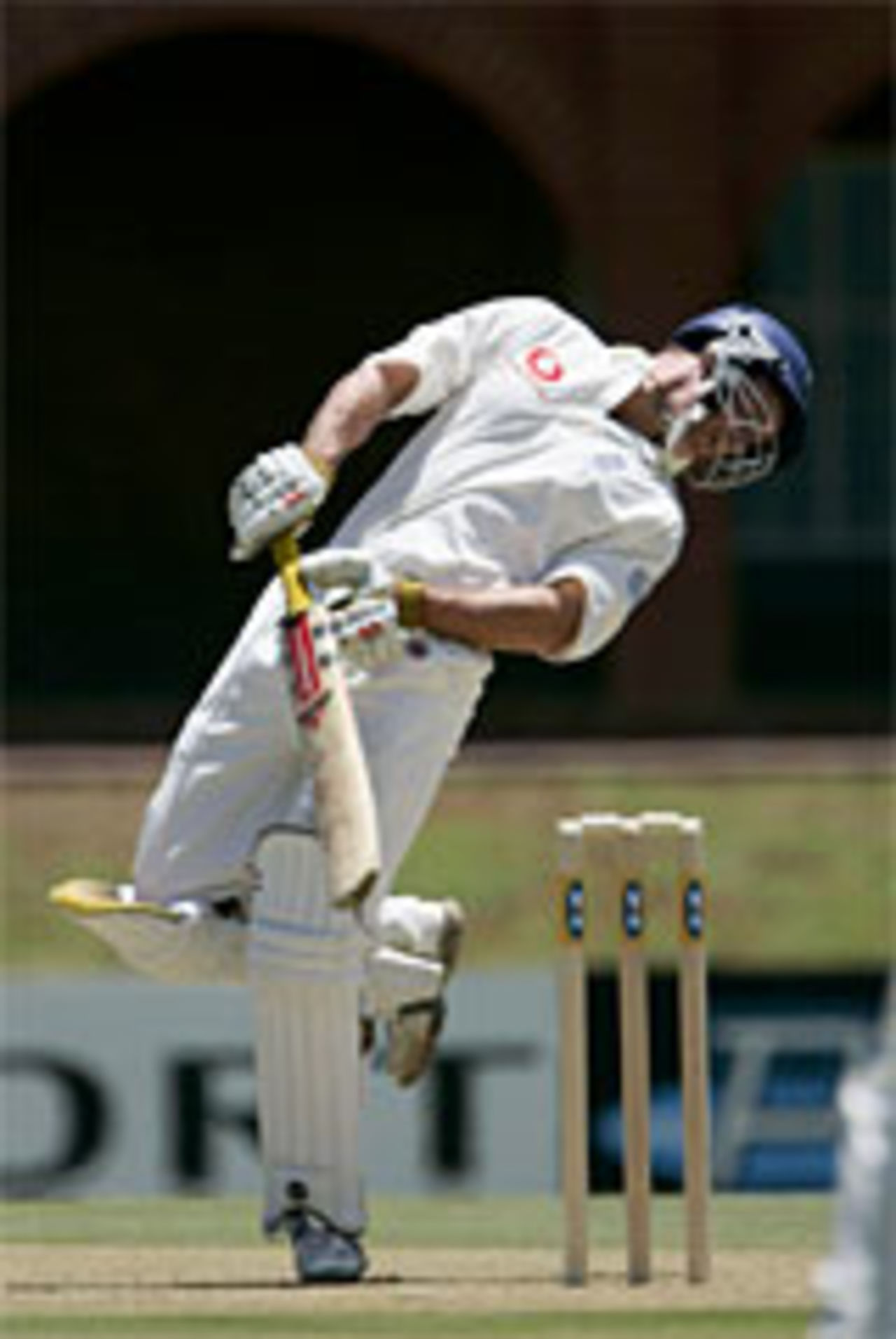 Andrew Strauss swerves to avoid a bouncer, South Africa A v England, Potchefstroom, December 11, 2004