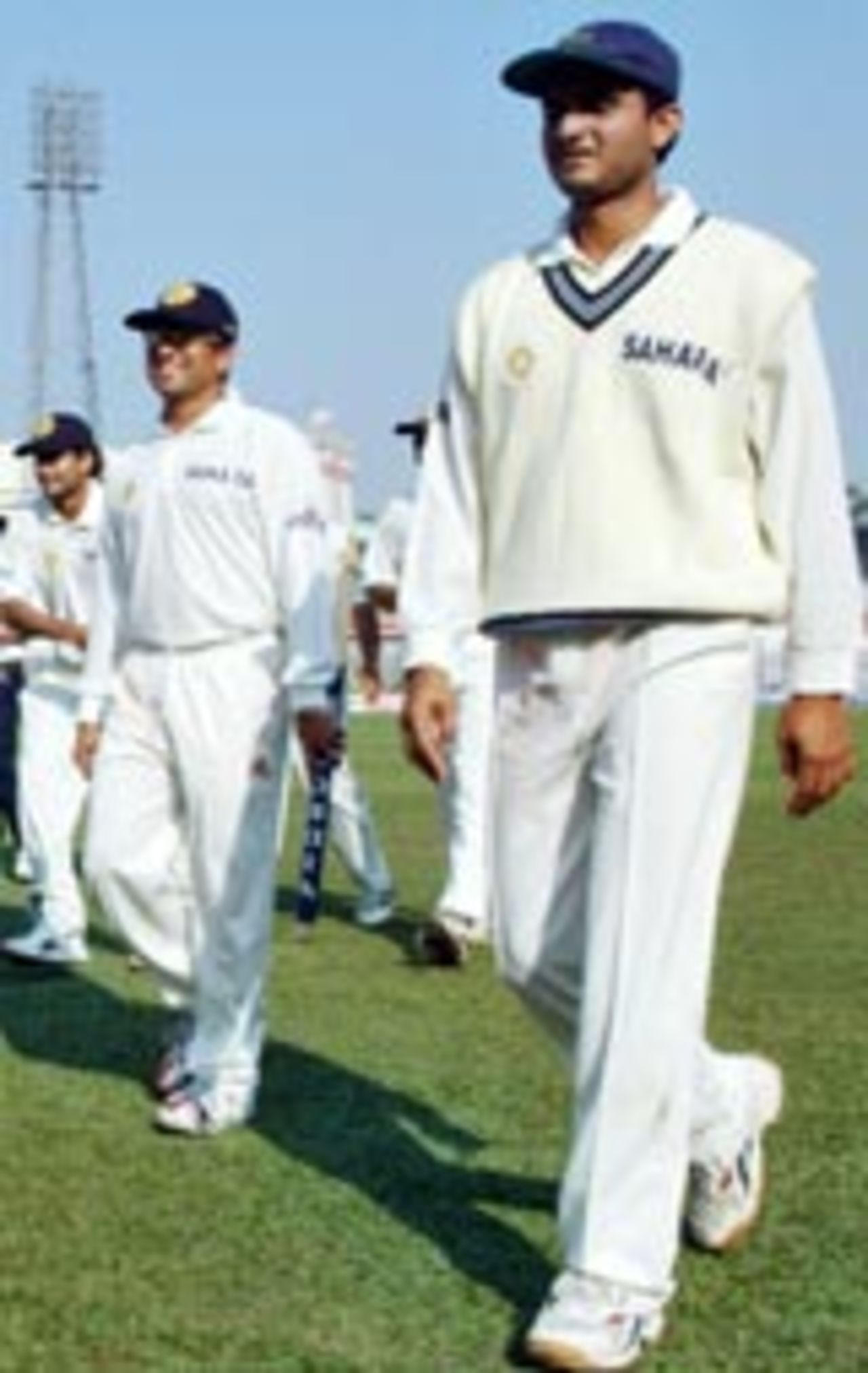 Sourav Ganguly leading the Indian team off the field after the Dhaka Test, Bangladesh v India, Dhaka, December 13, 2004