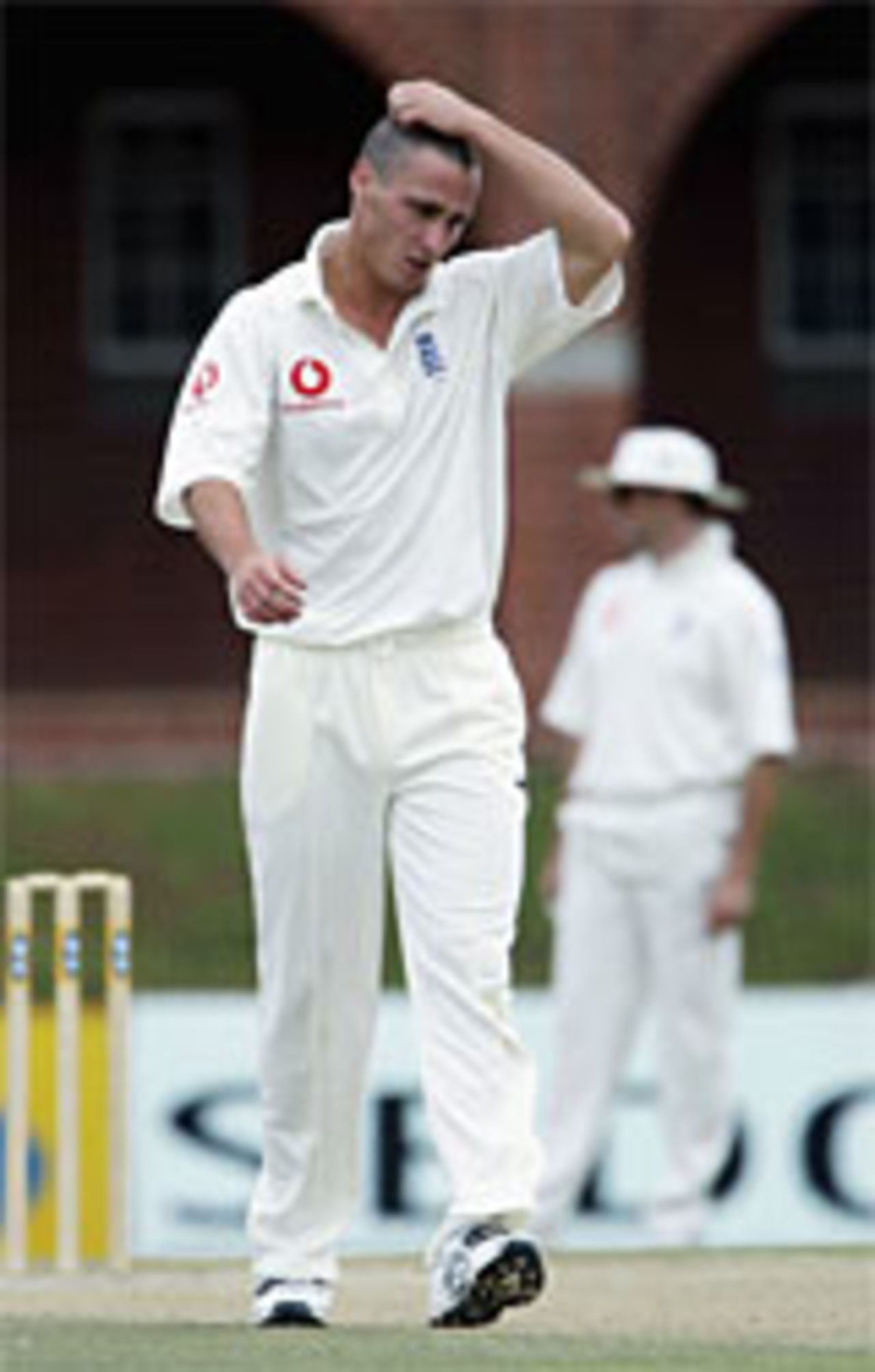 Simon Jones is frustrated as England teeter on the brink against South Africa A, Potchefstroom, December 13, 2004