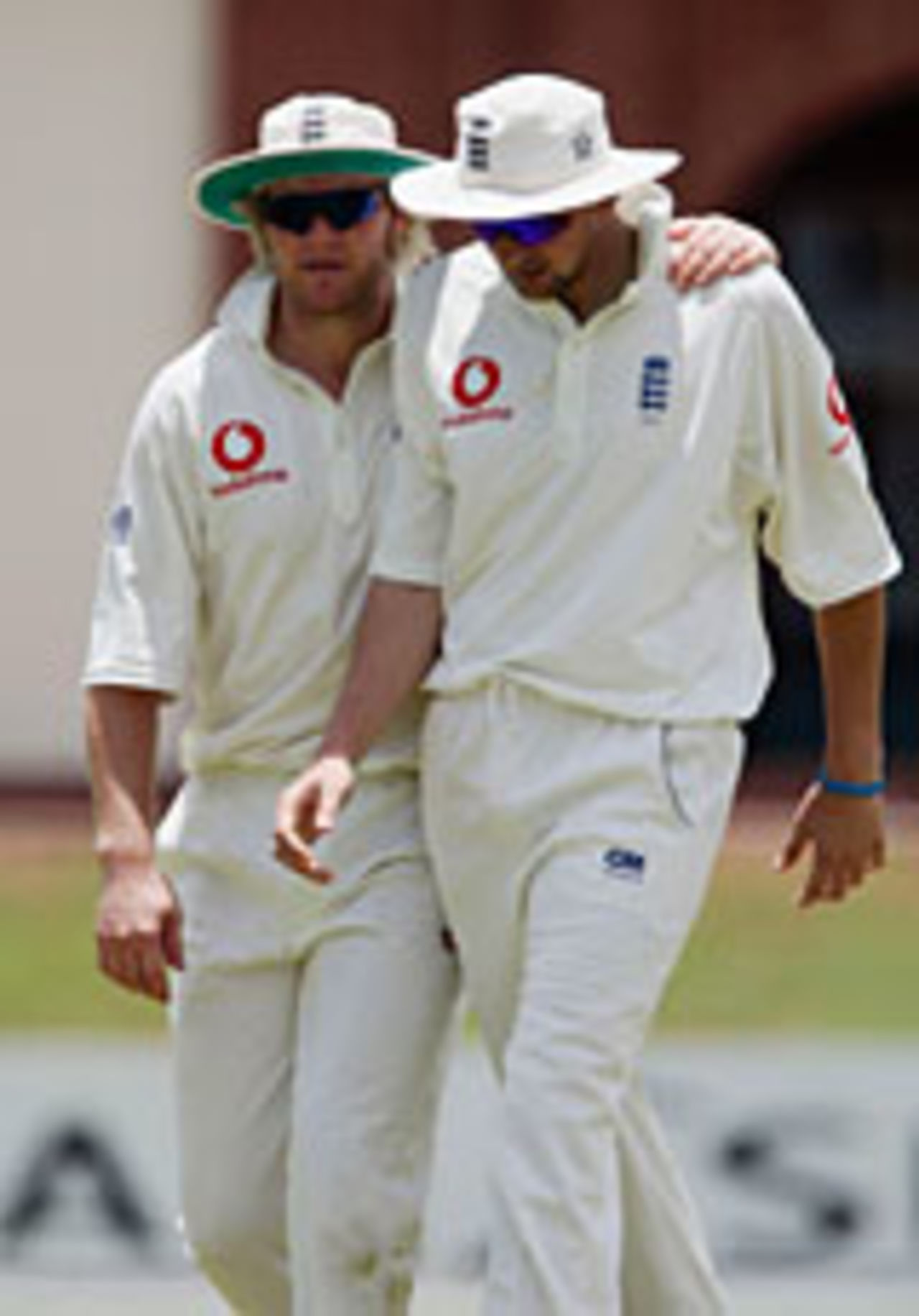 Matthew Hoggard and Steve Harmison wonder where the next wicket is coming from, South Africa A v England XI, third day, Potchefstroom, December 13 2004