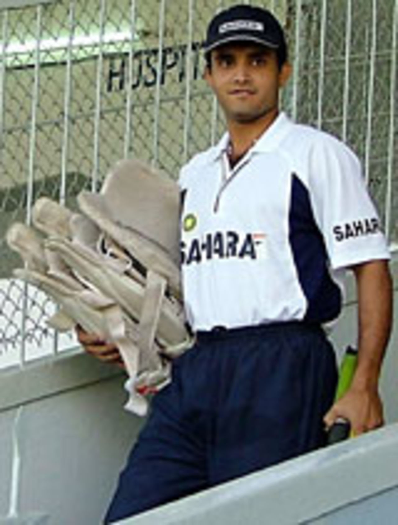 Sourav Ganguly on the way to nets at Chittagong, December 15 2004