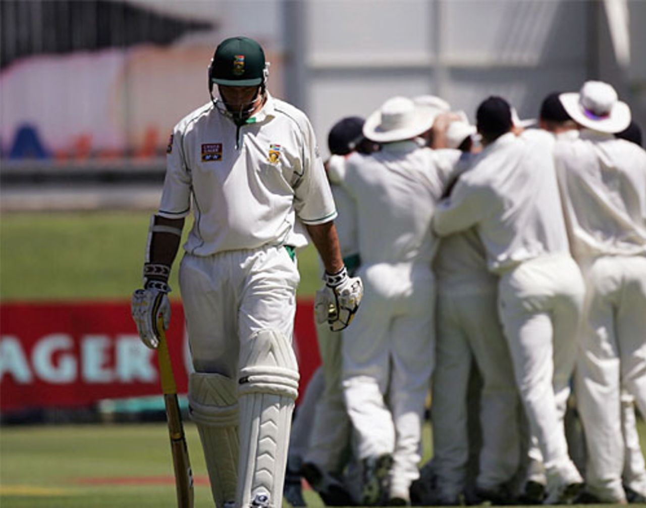 A disconsolate Graeme Smith trudges off after being dismissed for a second-ball duck, South Africa v England, 1st Test, Port Elizabeth, December 17, 2004