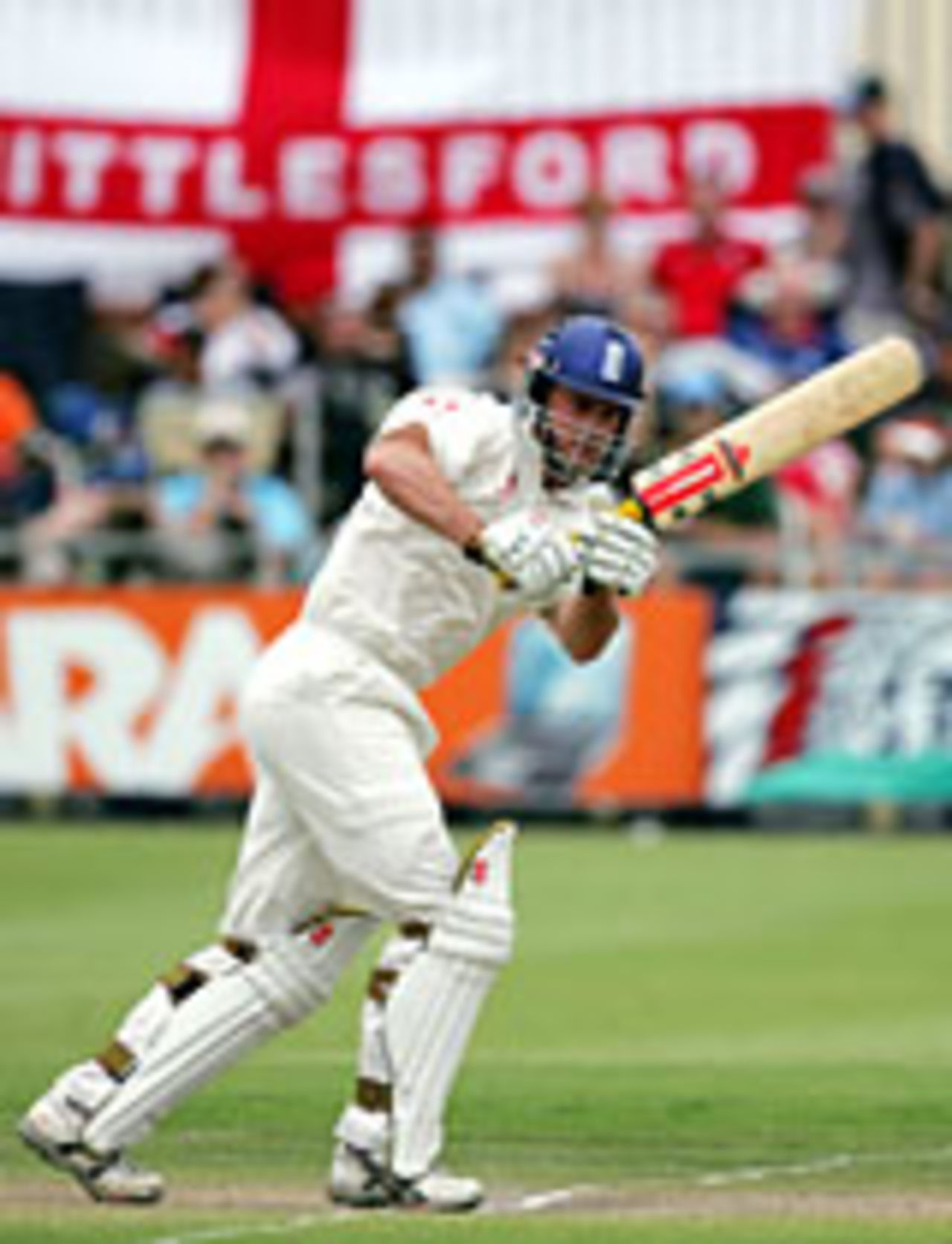 Andrew Strauss works the ball to leg, second day, South Africa v England, 1st Test, Port Elizabeth, December 18 2004