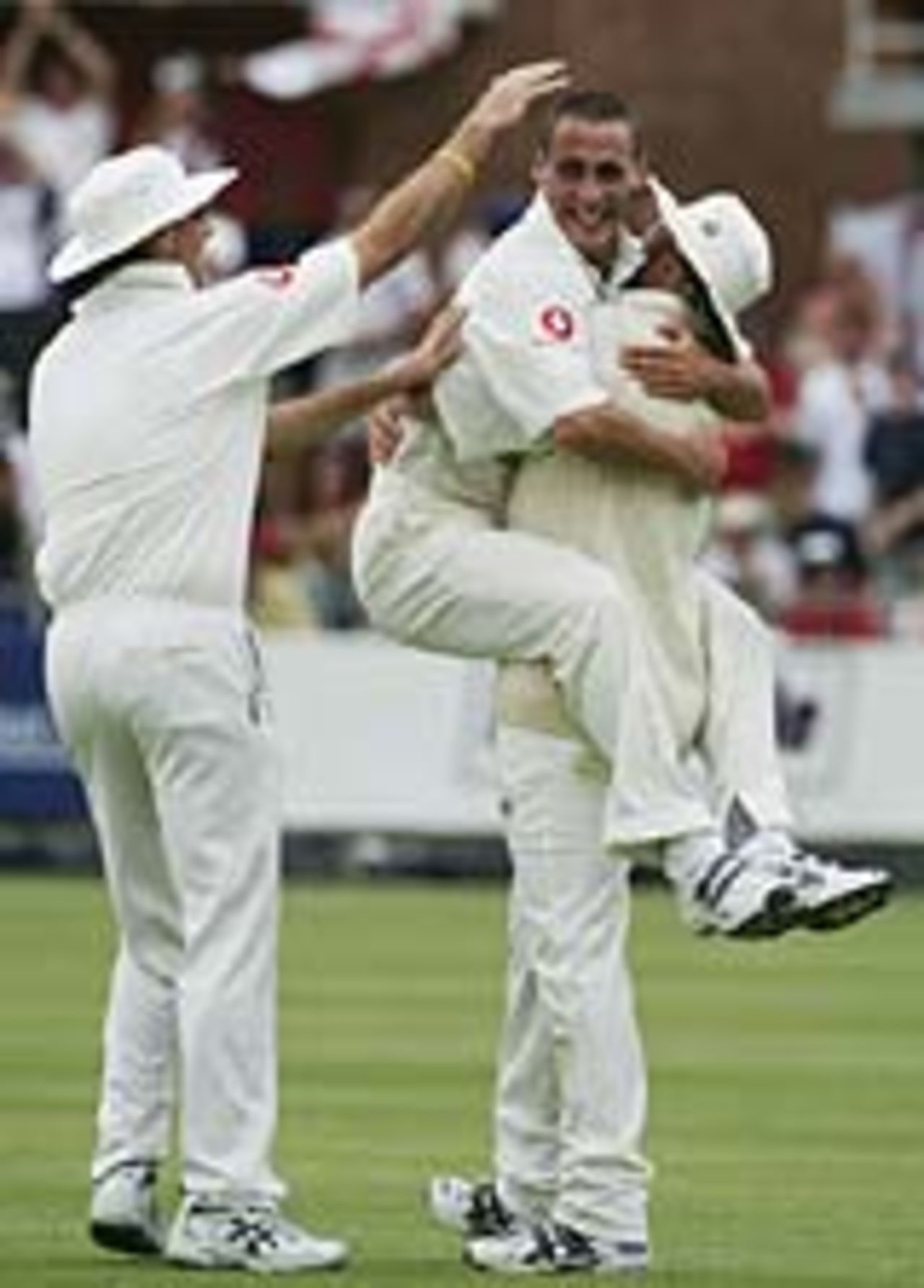 Joy for Simon Jones after two wickets in two balls, South Africa v England, 1st Test, Port Elizabeth, December 20, 2004