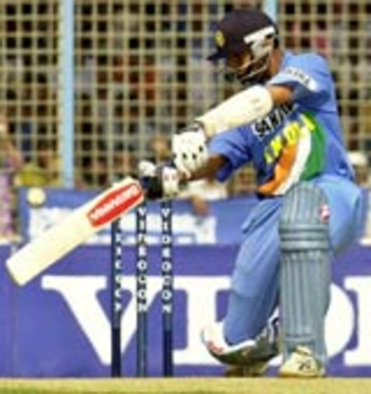 Rahul Dravid on one knee playing the square-drive, Bangladesh v India, 1st ODI, Chittagong, December 23, 2004