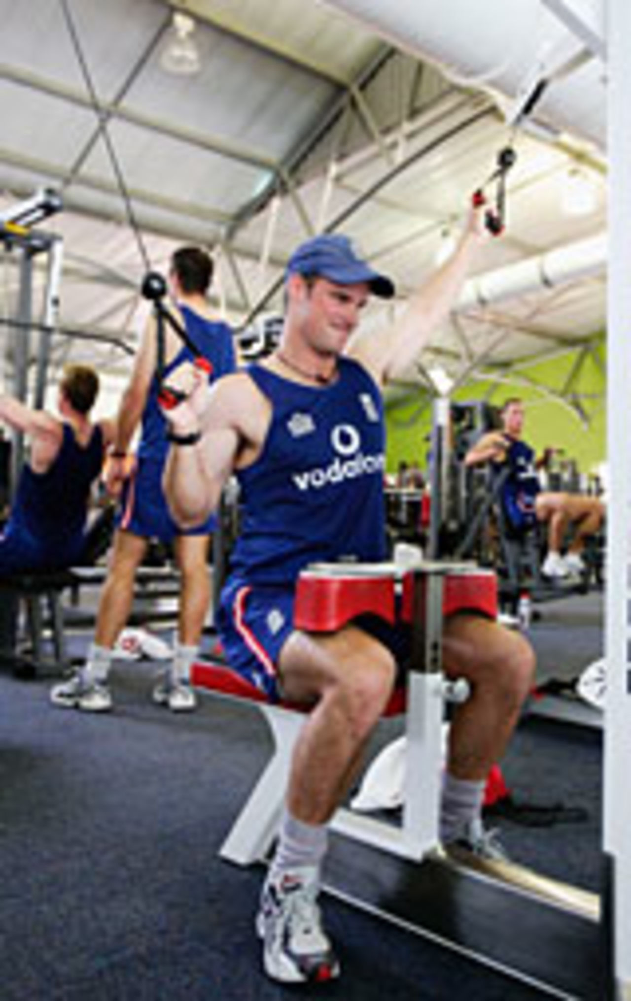 Andrew Strauss doing wights at a Durban gym, December 23 2004