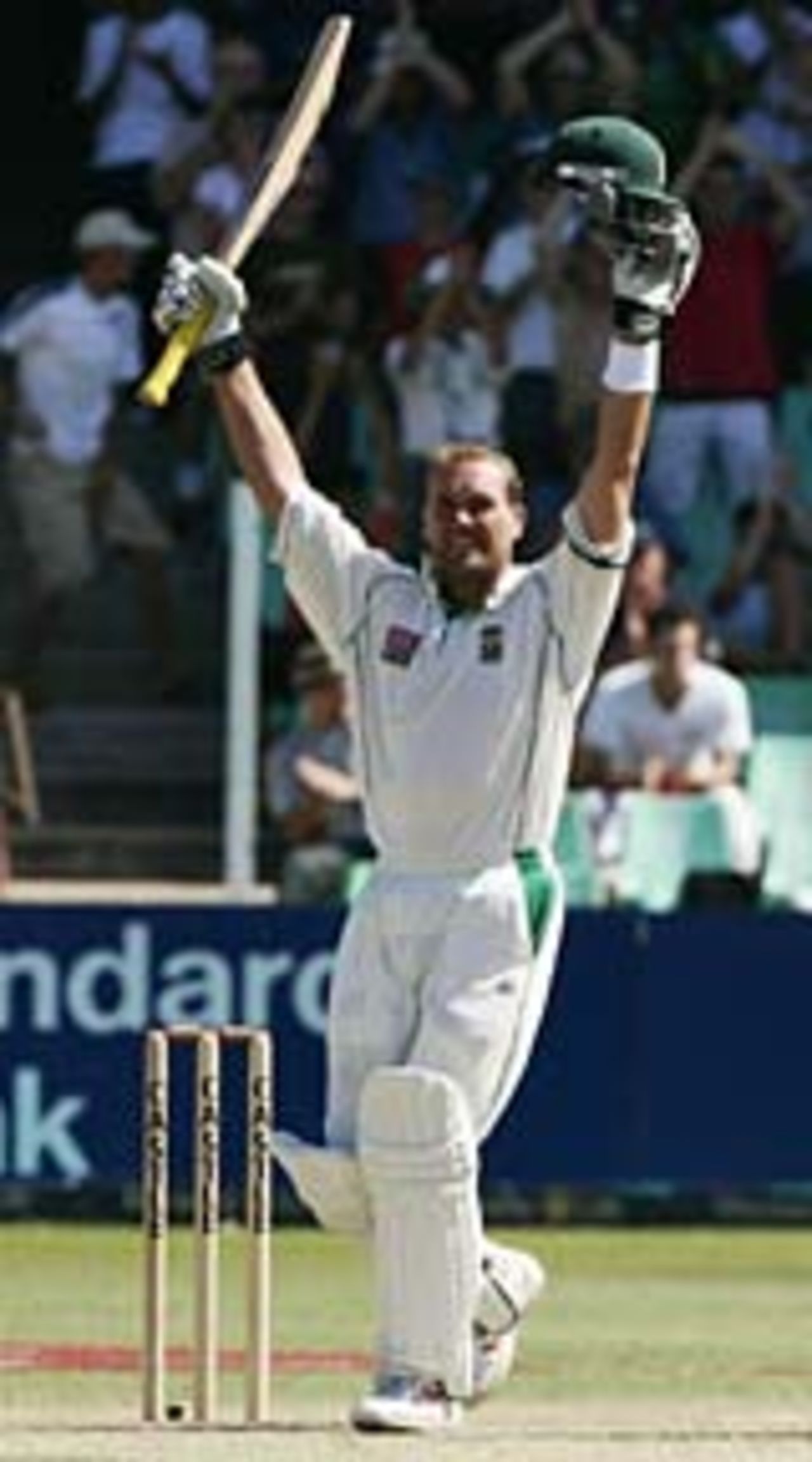 Jacques Kallis reaches his hundred at Kingsmead, South Africa v England, 2nd Test, Durban, December 27, 2004