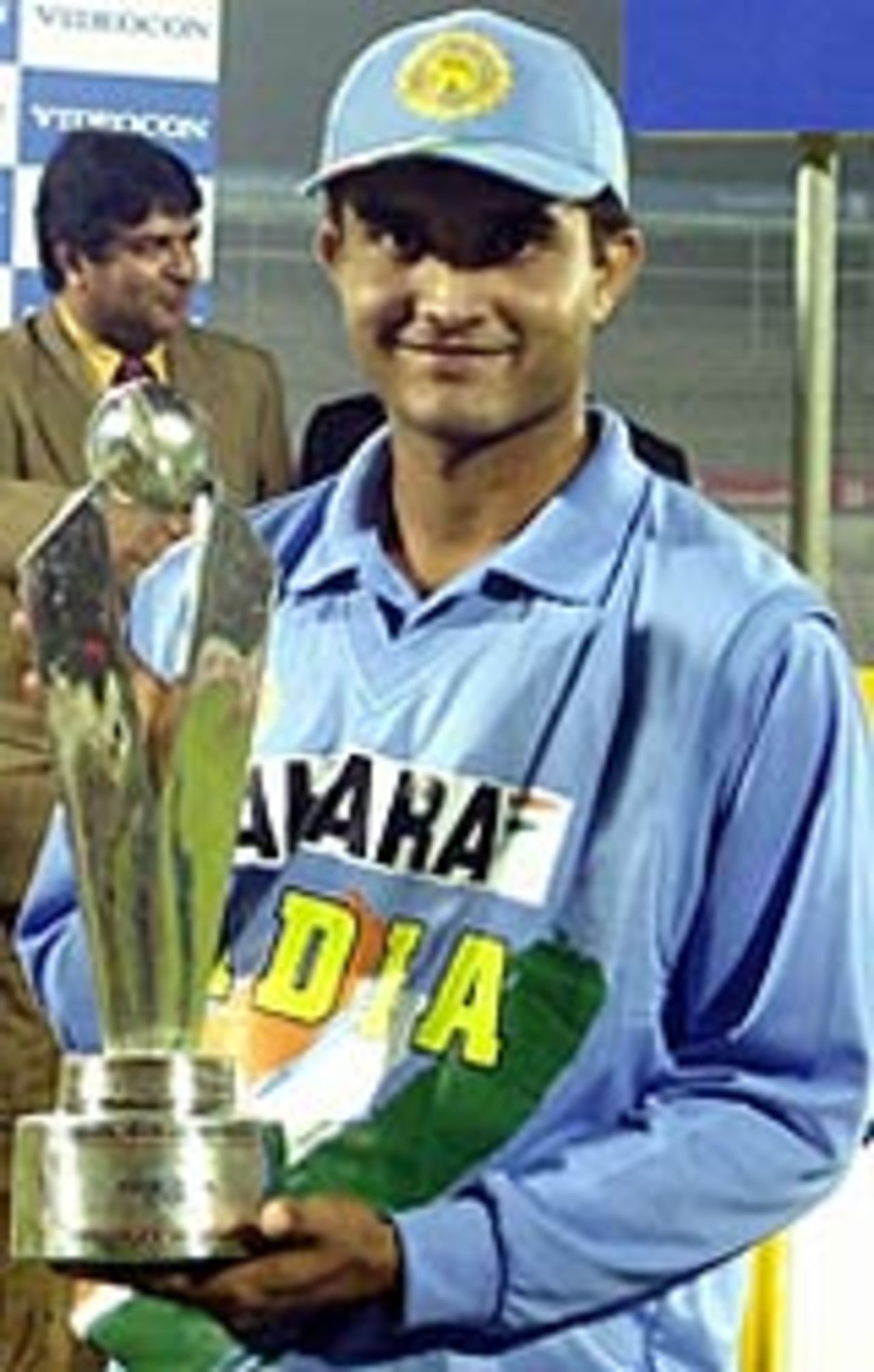 Sourav Ganguly with the trophy after winning the series, Bangladesh v India, 3rd ODI, Dhaka, December 27, 2004
