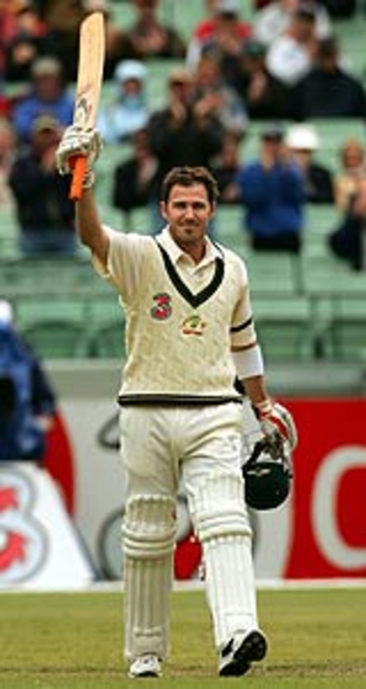 Damien Martyn holds his bat aloft, Australia v Pakistan, 2nd Test,  Melbourne, December 27, 2004