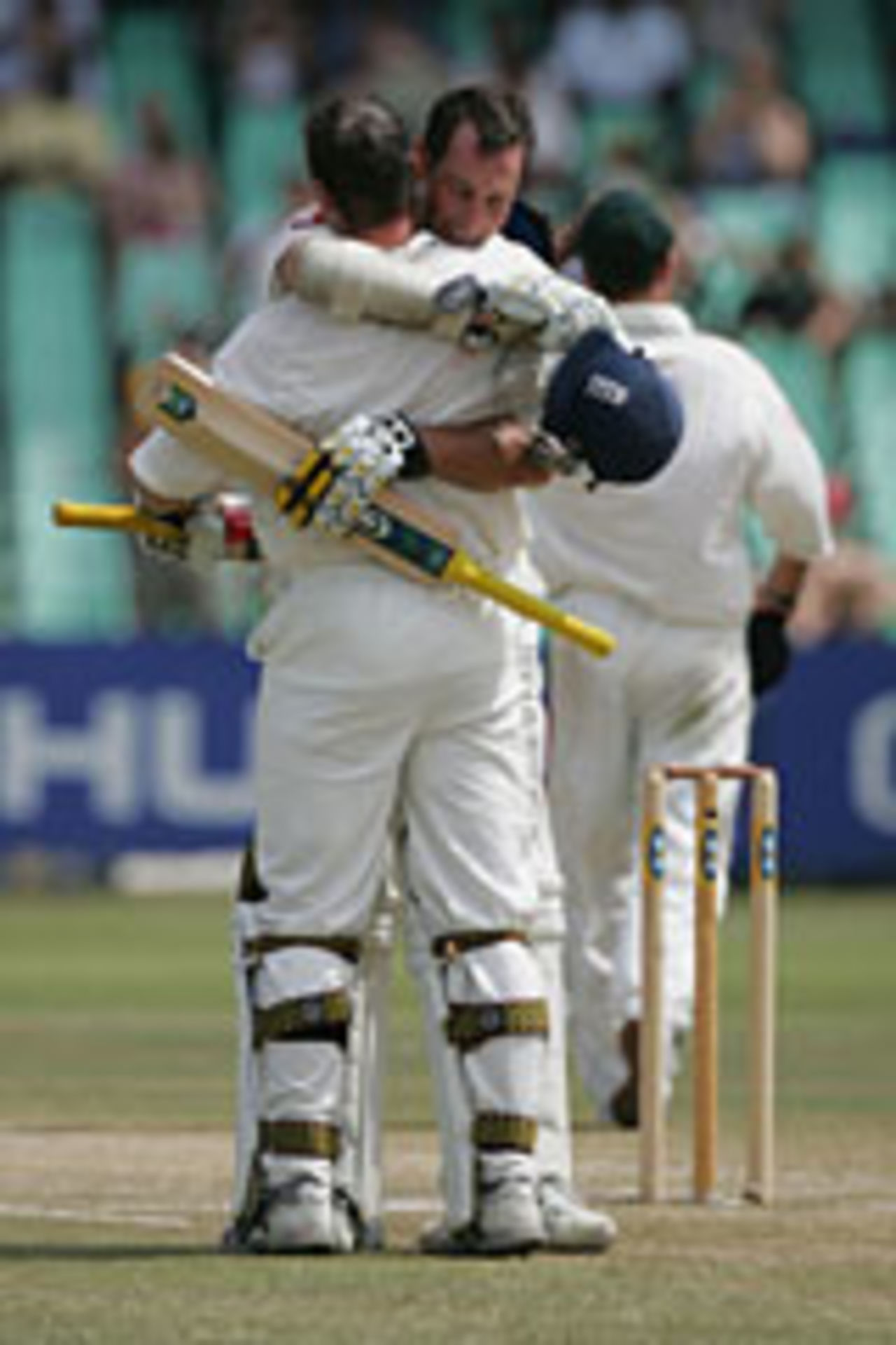 Marcus Trescothick and Andrew Strauss hug, South Africa v England, 2nd Test, Durban, 3rd day, December 29 2004