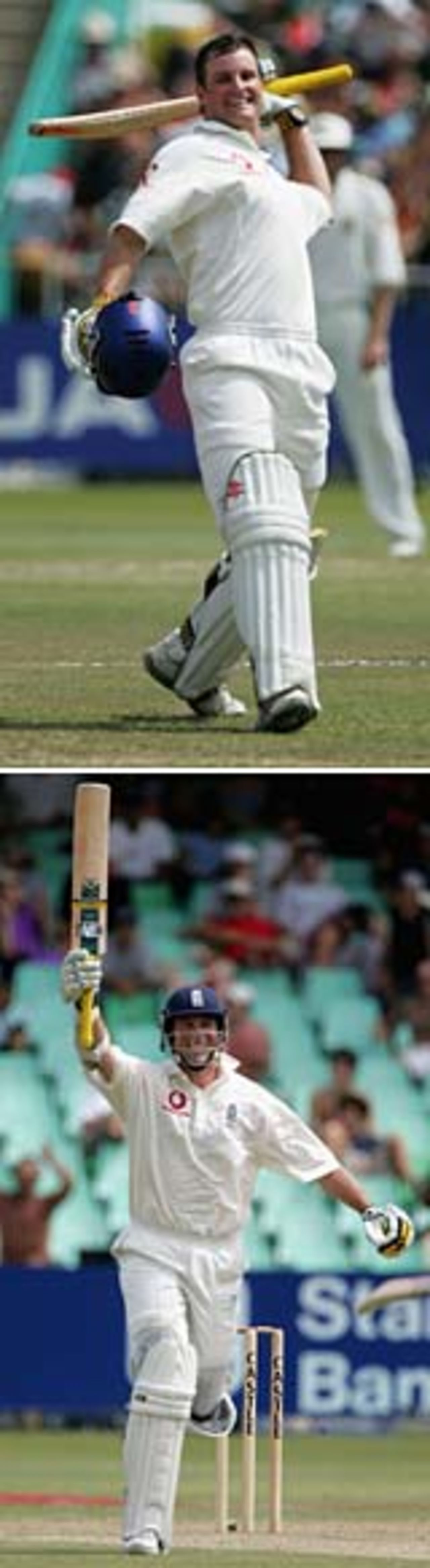Hundreds for Andrew Strauss (top) and Marcus Trescothick, South Africa v England, Durban, 2nd Test, December 28, 2004