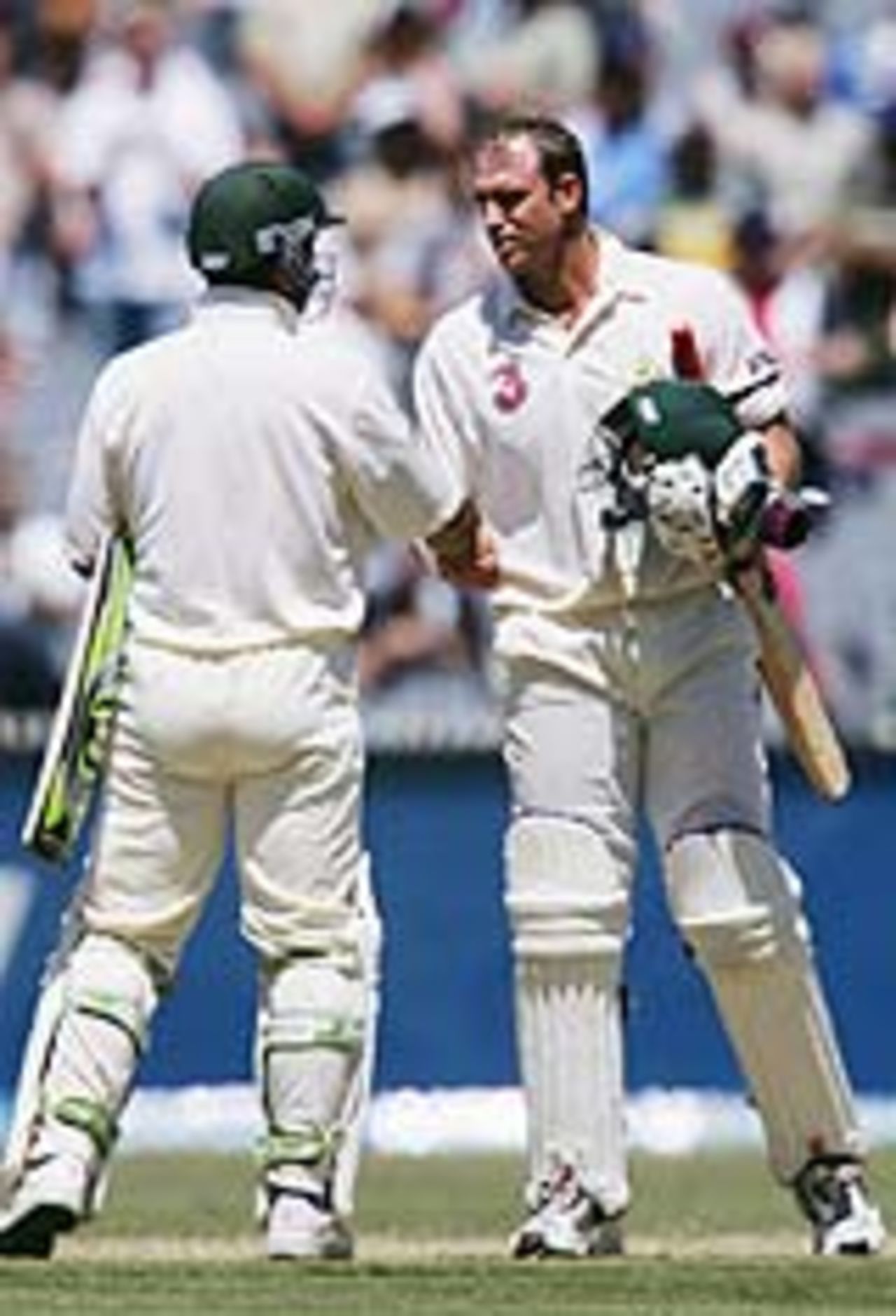 Matthew Hayden and Ricky Ponting after the winning runs, Australia v Pakistan, 2nd Test,  Melbourne, December 29, 2004
