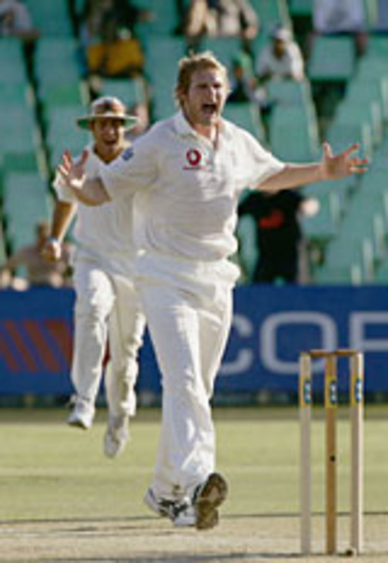 Matthew Hoggard claims Graeme Smith's wicket, South Africa v England, 2nd Test, Durban, 4th day, December 29 2004