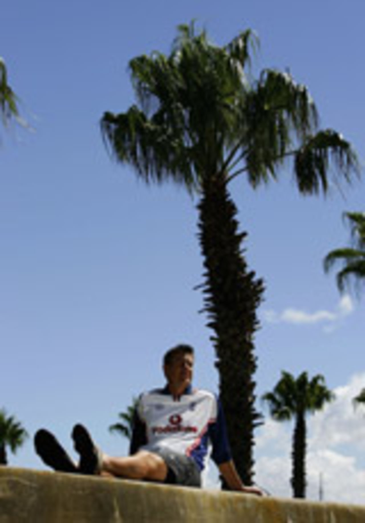Ashley Giles under a tree at the V&A Waterfront in Cape Town, South Africa, December 31 2004