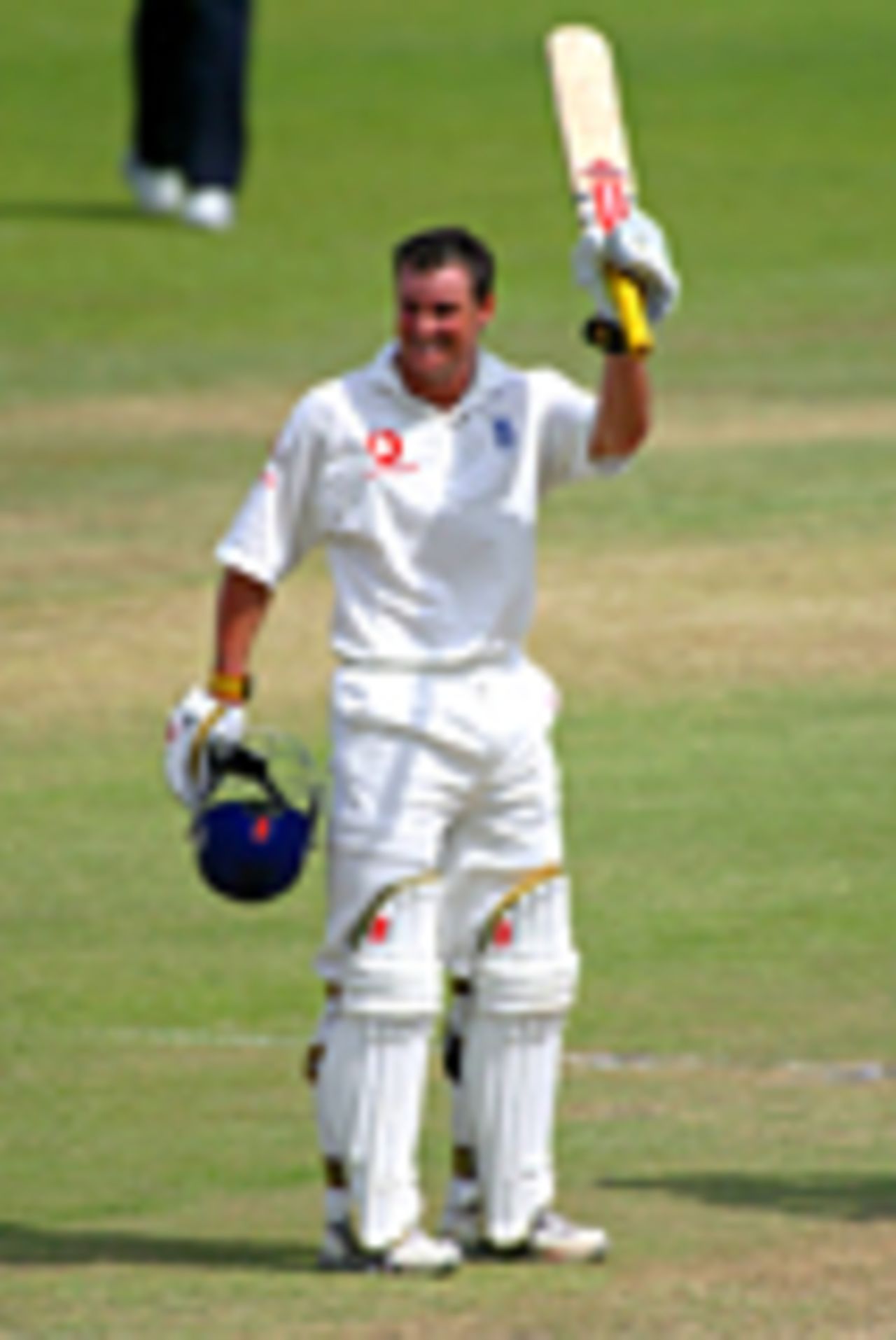 Andrew Strauss raises his bat for his hundred, South Africa v England, 2nd Test, Durban, 3rd day, December 28 2004