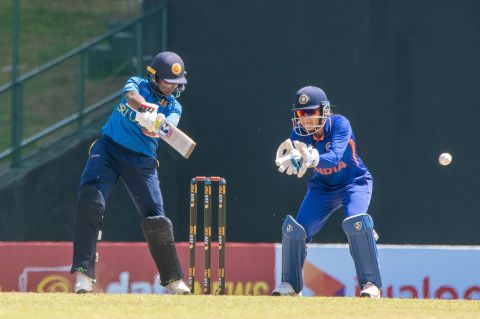 Hasini Perera played an attacking knock of 37 at the top, Sri Lanka vs India, 1st women's ODI, Pallekelle, July 1, 2022