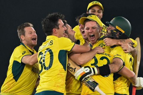 Australia celebrate their sixth triumph in 50-overs World Cups
