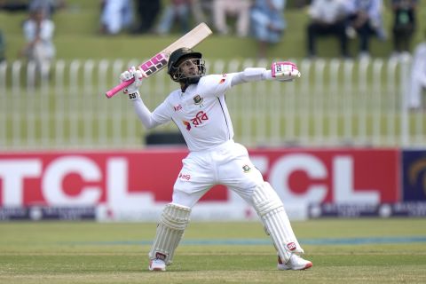 Mushfiqur Rahim reacts after reaching his hundred, Pakistan vs Bangladesh, 1st Test, day 4, Rawalpindi, August 24, 2024