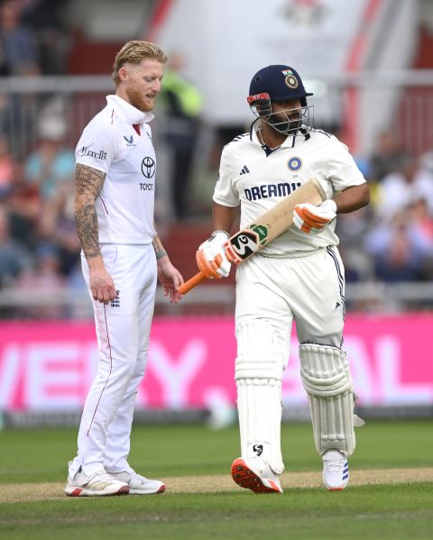 Ben Stokes watches as Rishabh Pant bats, 4th Test, 2nd Day, Manchester, July 24, 2025