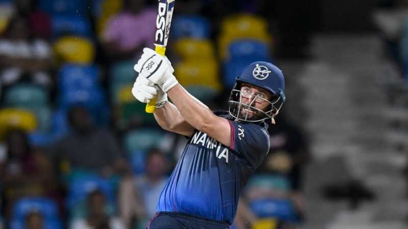 Jan Frylinck kept Namibia going at the start of the chase, Namibia vs Oman, T20 World Cup 2024, Group B, Bridgetown, June 2, 2024