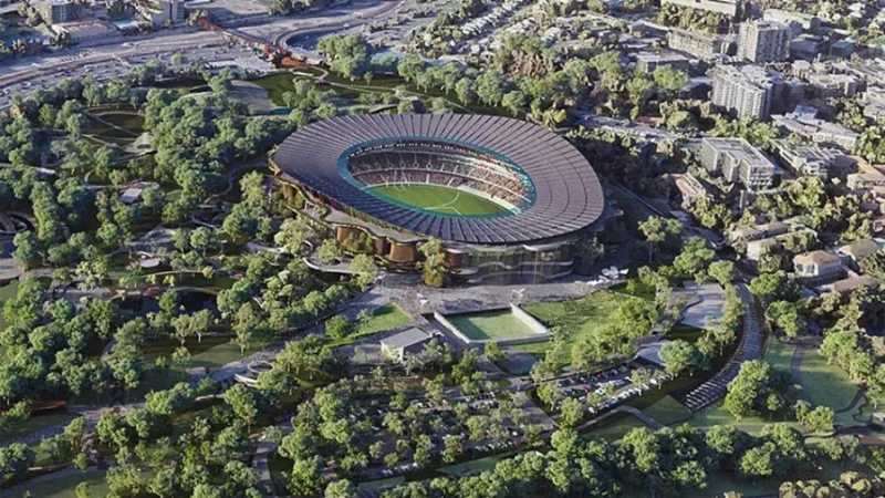 An artist impression of Brisbane Stadium in Victoria Park for Brisbane 2032 Olympics, March 25, 2025