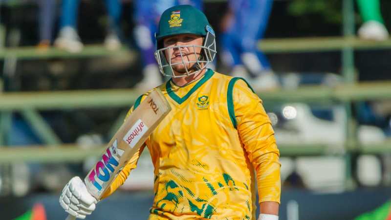 Lhuan-dre Pretorius hit his maiden T20I fifty, New Zealand vs South Africa, Men's T20I tri-series, Harare, July 26, 2025