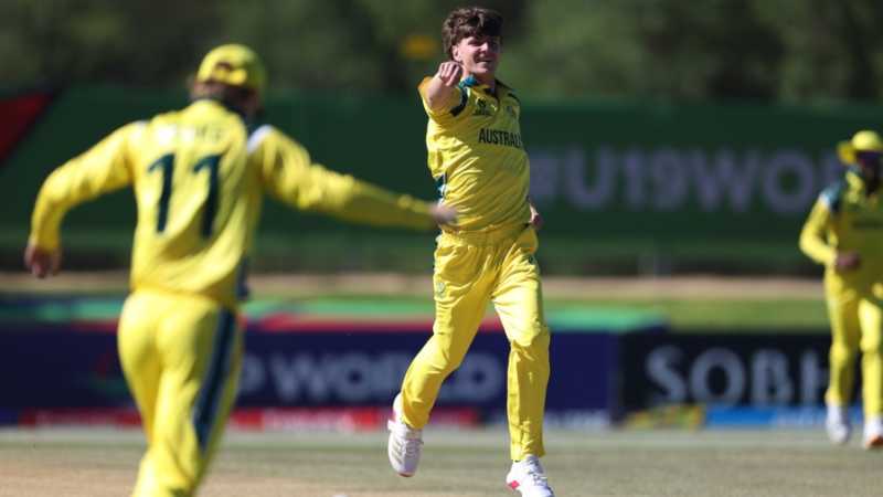 Will Byrom finished with 2 for 32 in his ten overs, Australia vs Japan, Under-19 World Cup, Windhoek, January 20, 2026