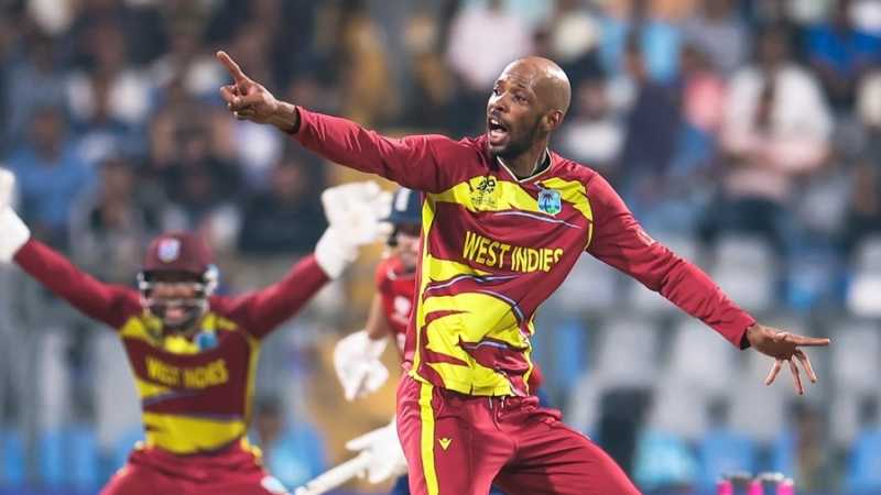 Roston Chase picked up two wicket to rip through England's middle-order, England vs West Indies, T20 World Cup 2026, Mumbai, February 11, 2026